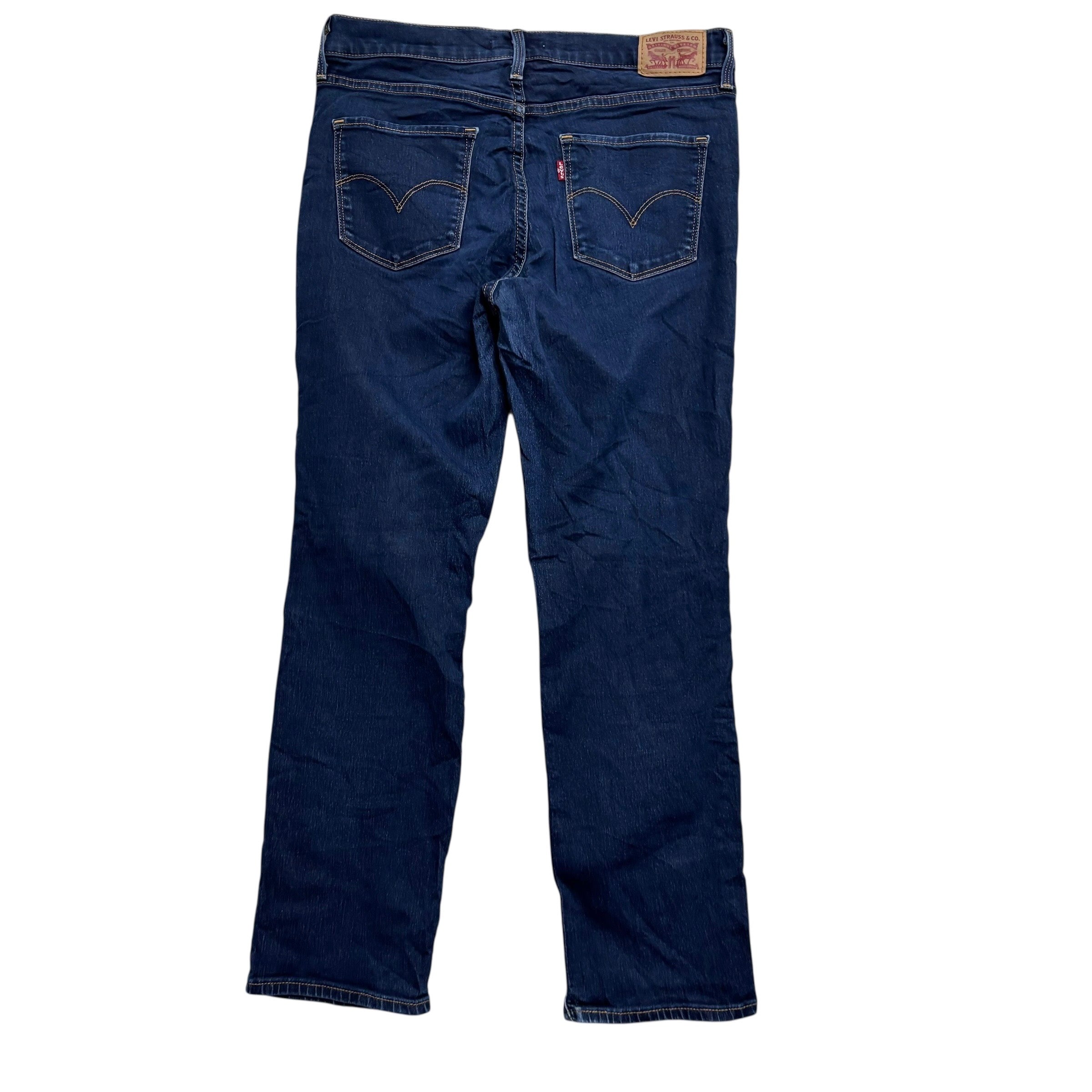 Levis 314 Jeans W29 L27 Womens Shaping Straight Dark Blue Stretch Denim (E)