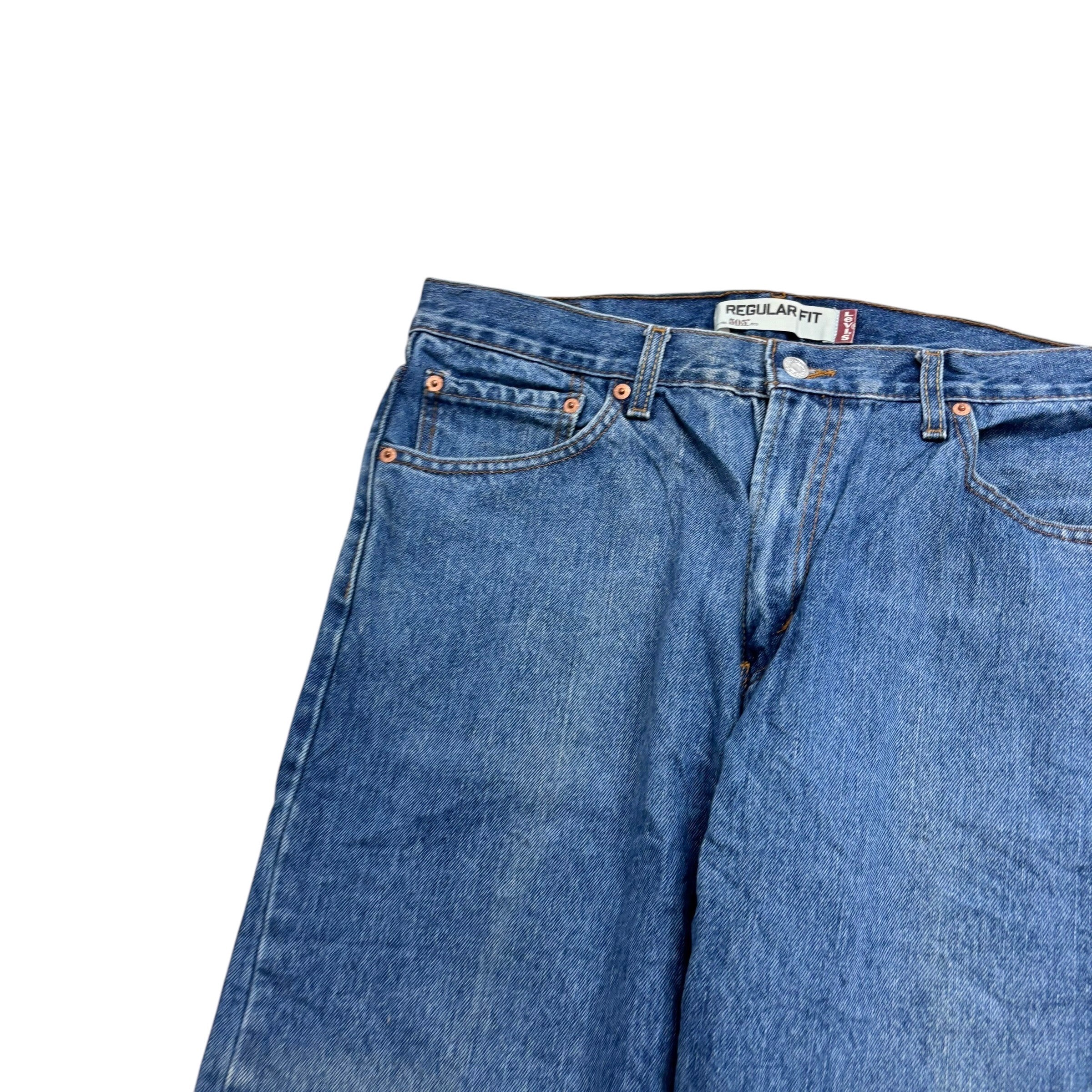 Levis 505 Jeans W36 L30 Mens Mid Blue Regular Straight Fit Vintage Denim