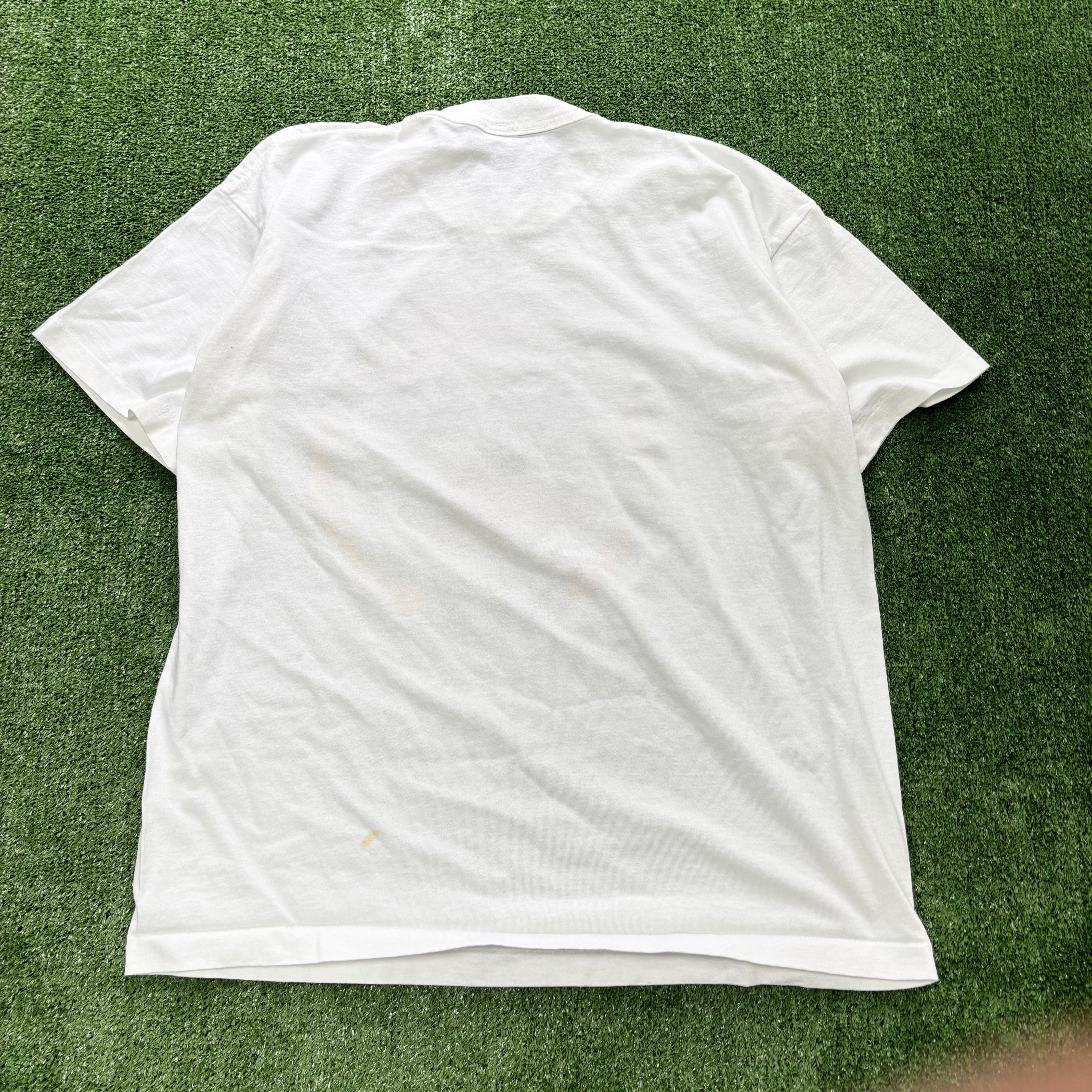 Vintage T Shirt Mens XL White Single Stitch Graphic Print 90s USA Cheer