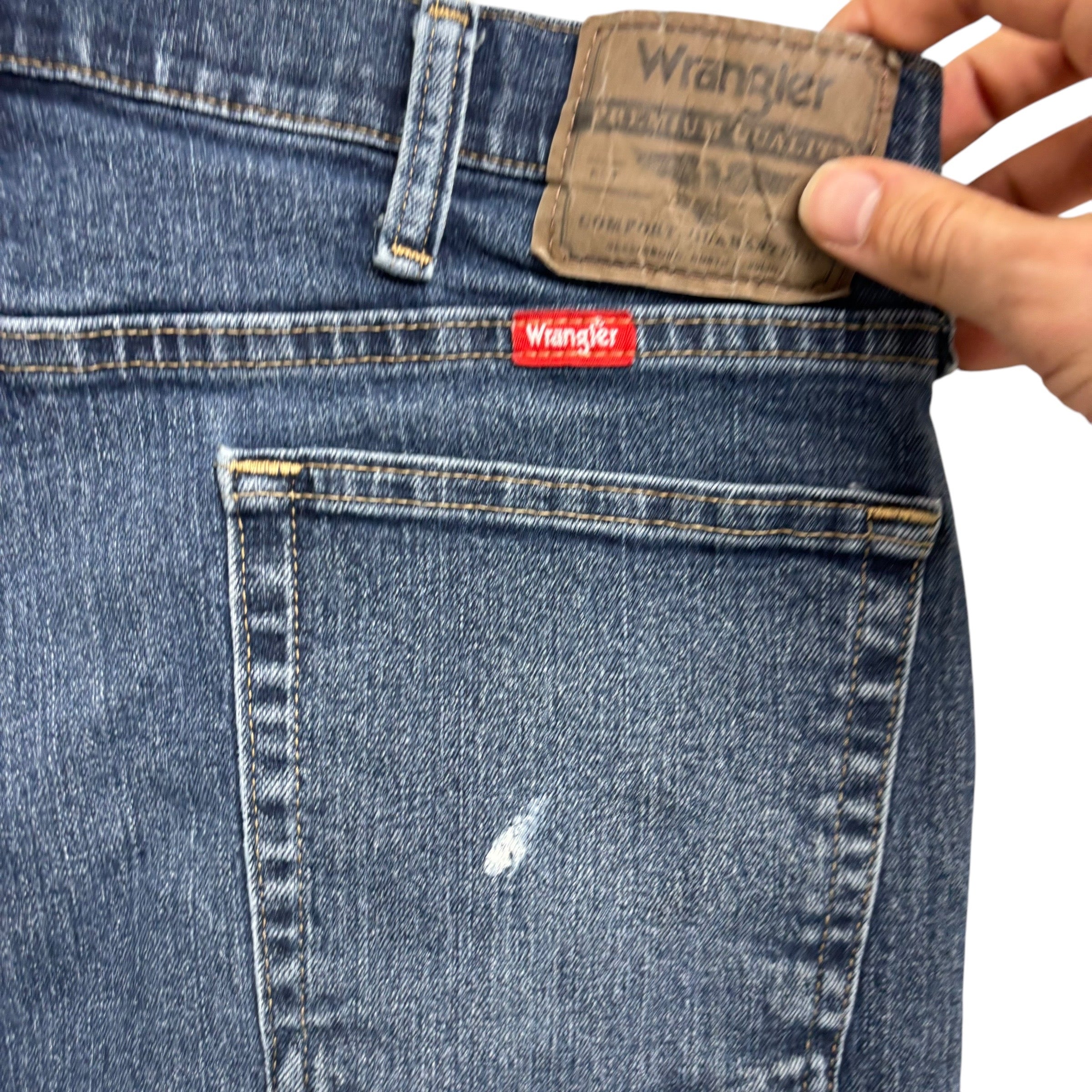 Wrangler Jorts W34 Mens Denim Shorts Mid Blue Regular Fit Stretch (F)