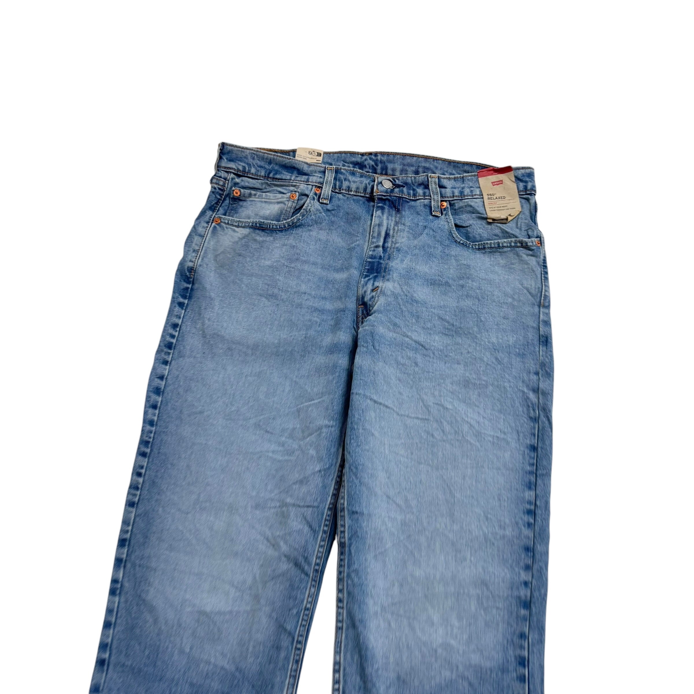 Levis 550 Jeans W36 L31 Mens Light Blue Relaxed Straight Fit Stretch Denim (E)