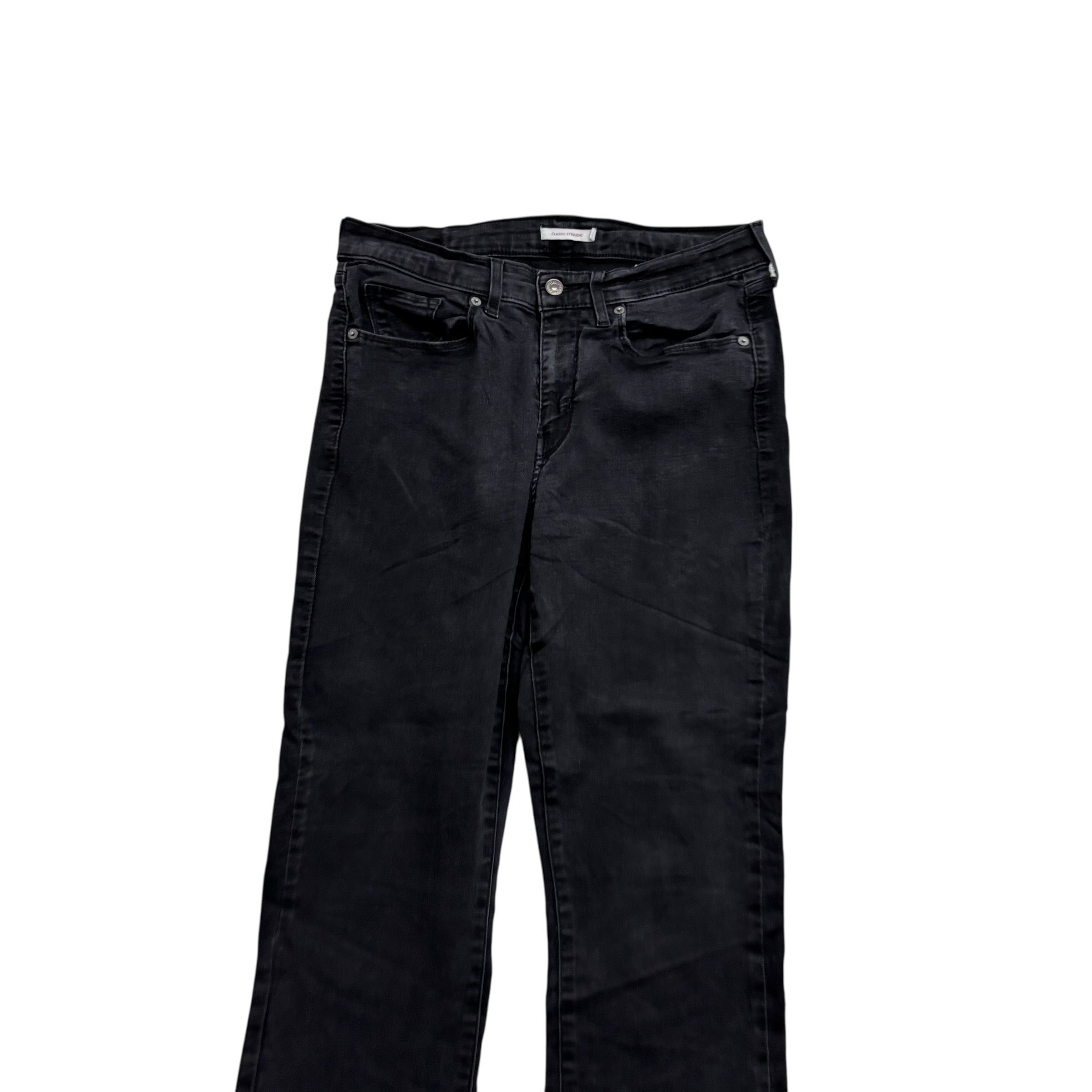 Levis Jeans W30 L29 Womens Classic Straight Black Stretch Denim