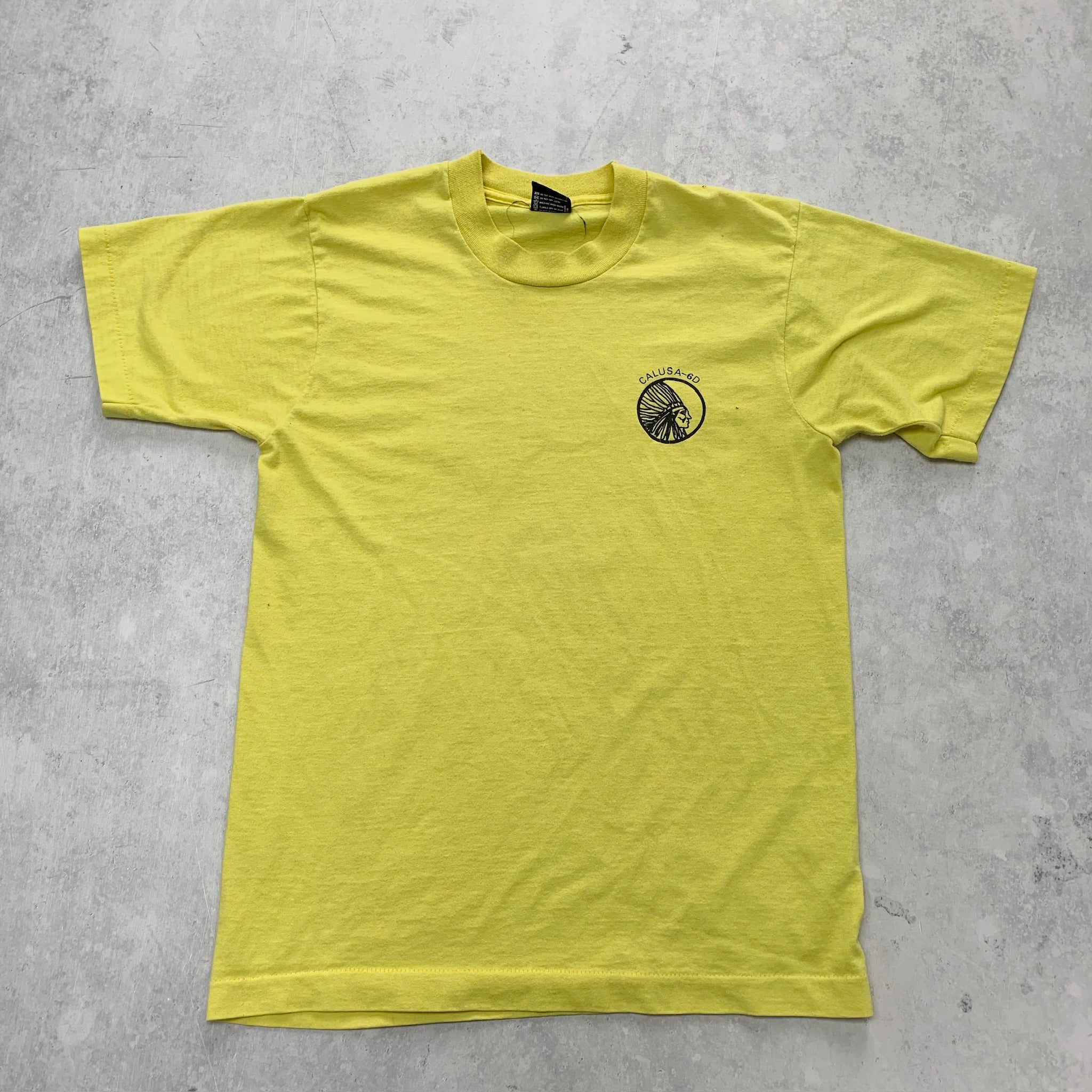 Vintage T Shirt Mens Small Yellow Single Stitch Graphic Print 90s USA