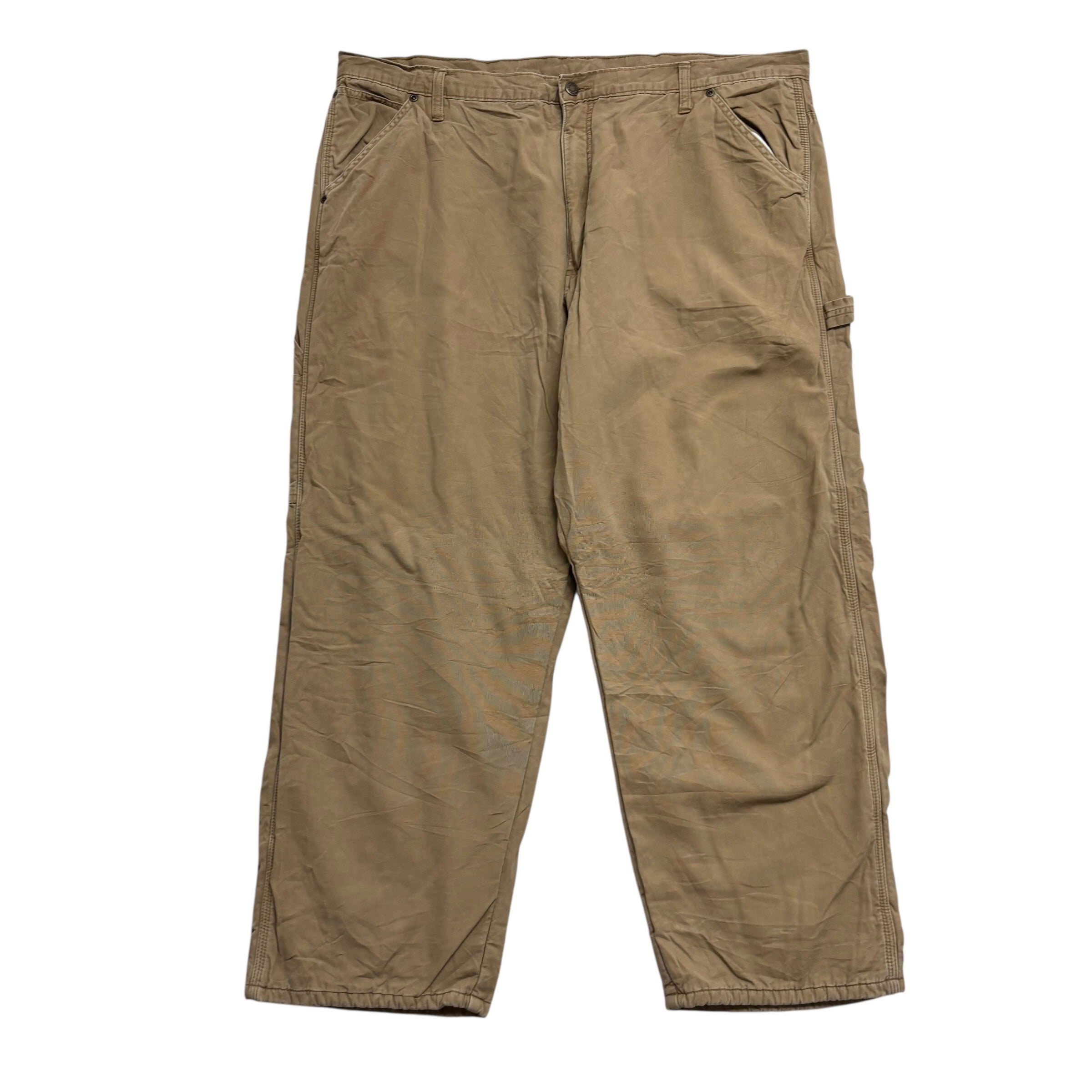 Wrangler Carpenter Pants W42 L29 Mens Tan Relaxed Straight Fit Trousers (E)