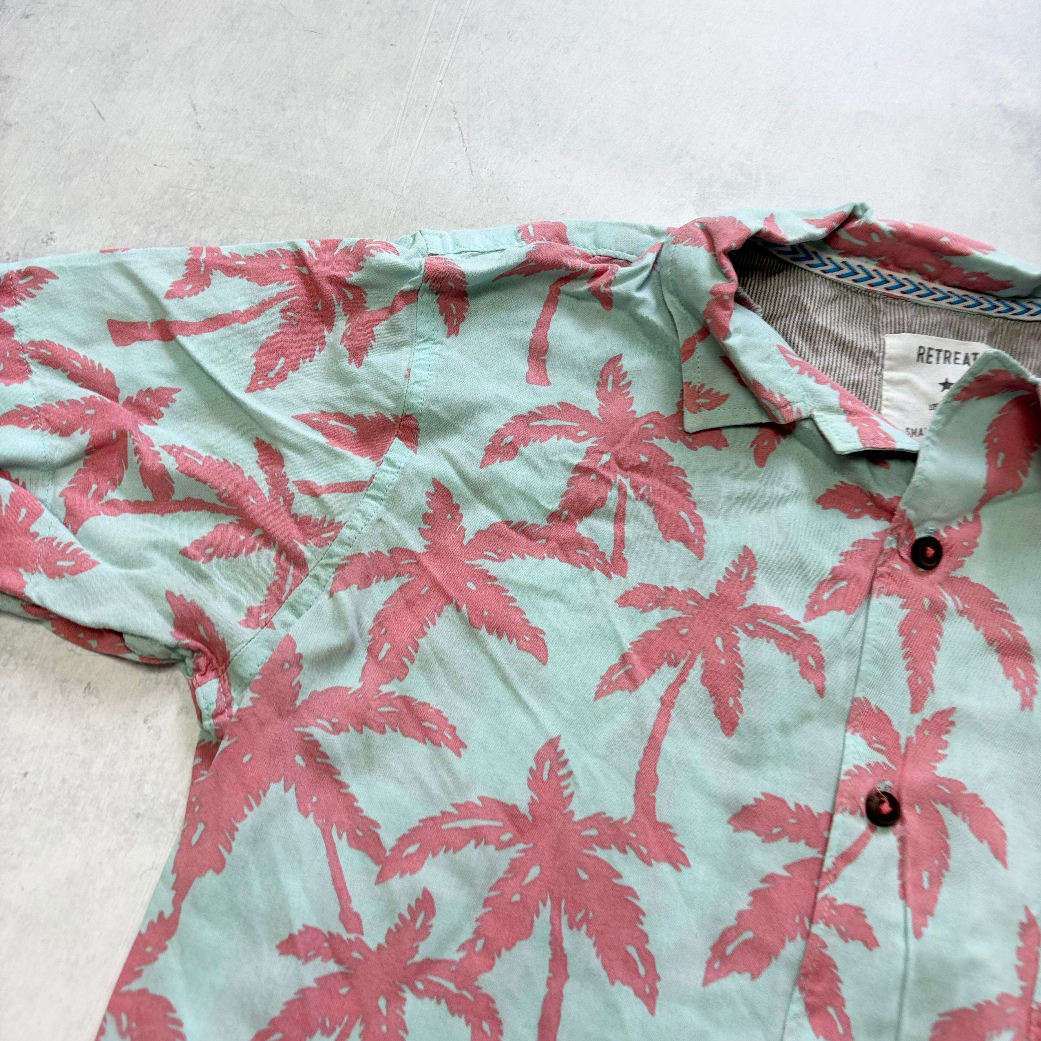 Hawaiian Shirt Mens Small Blue Floral Aloha Short Sleeve Rayon (E)