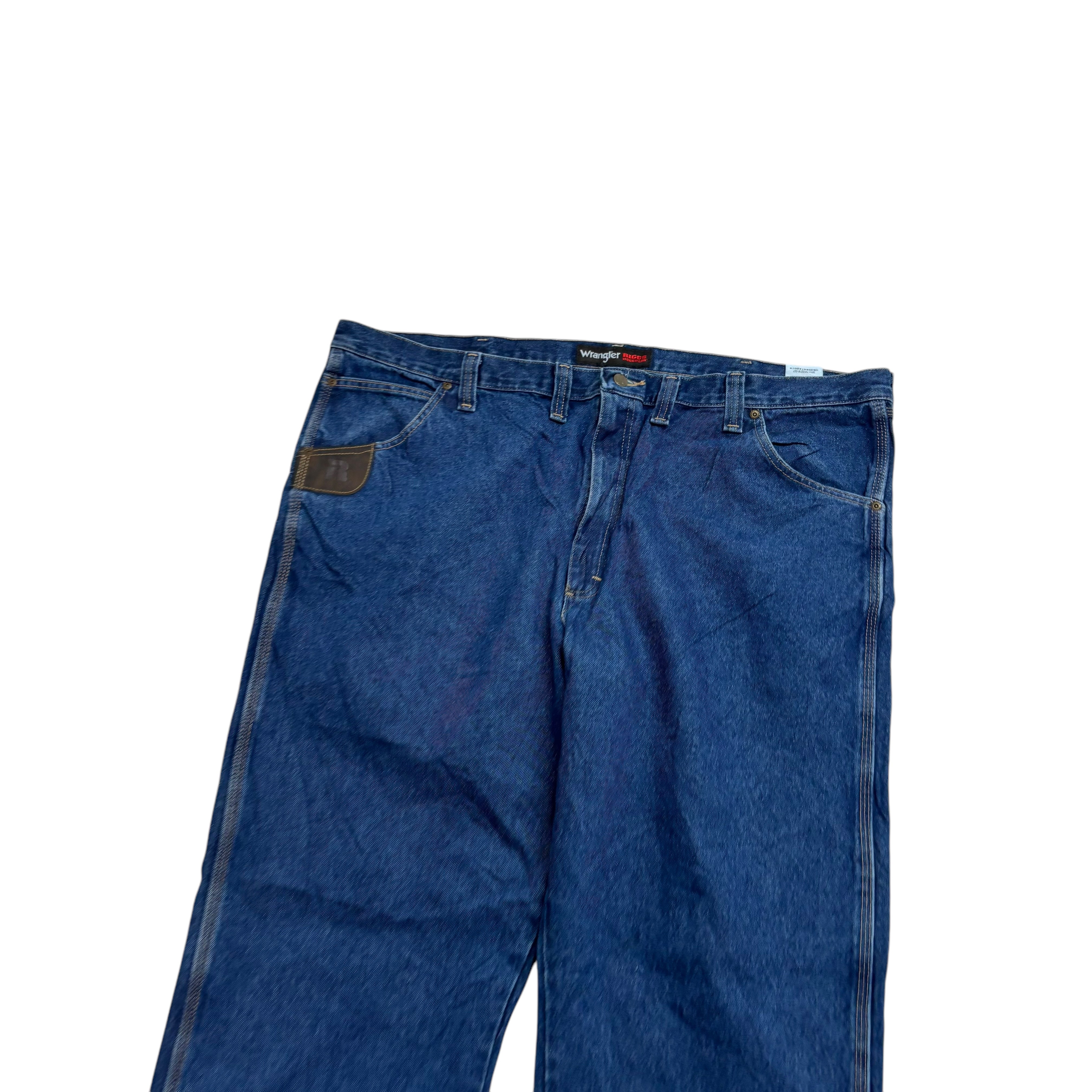 Wrangler Jeans W48 L32 Mens Mid Blue Relaxed Straight Fit Vintage Denim (E)