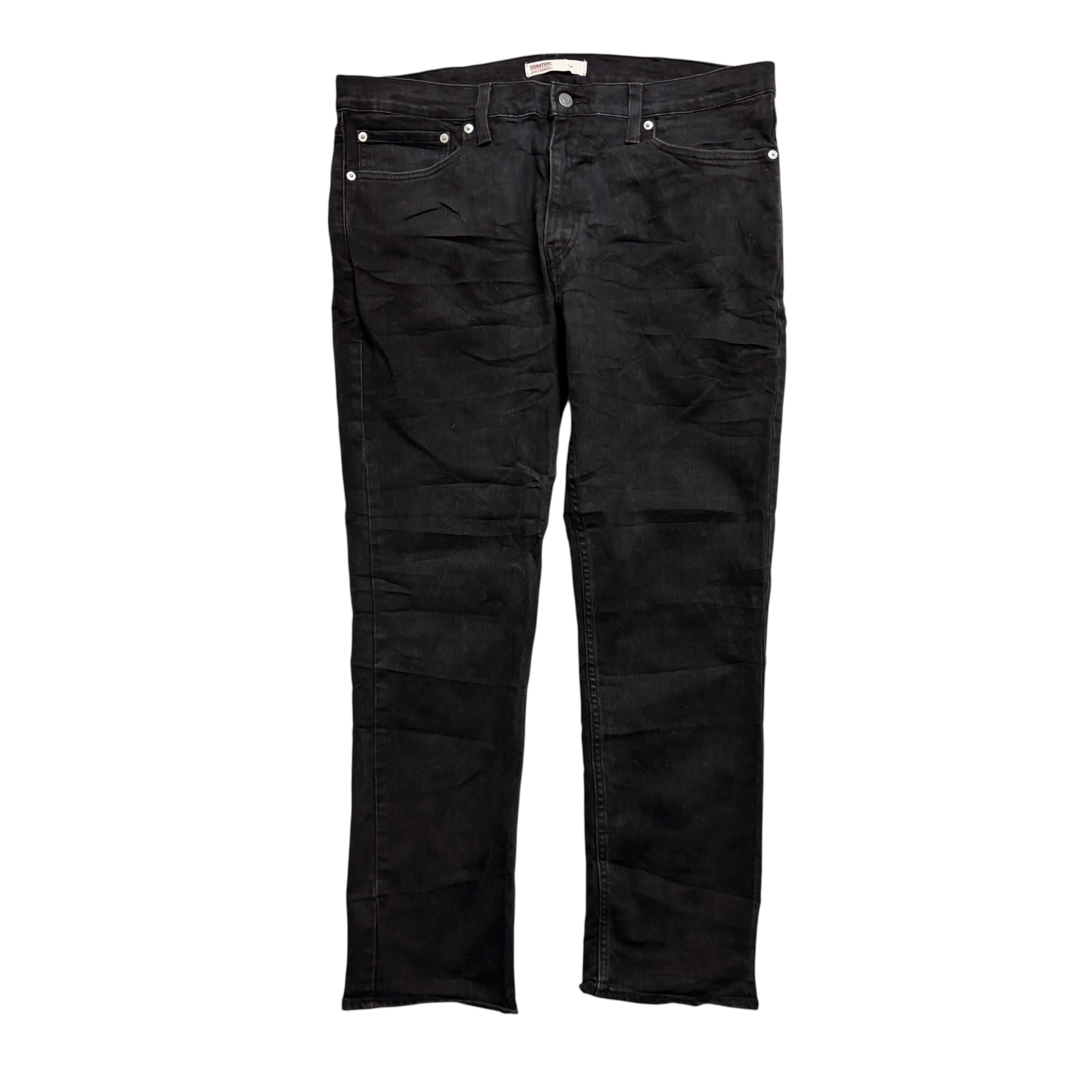Levis Signature Jeans W38 L30 Mens Black Slim Fit Stretch Denim (E)
