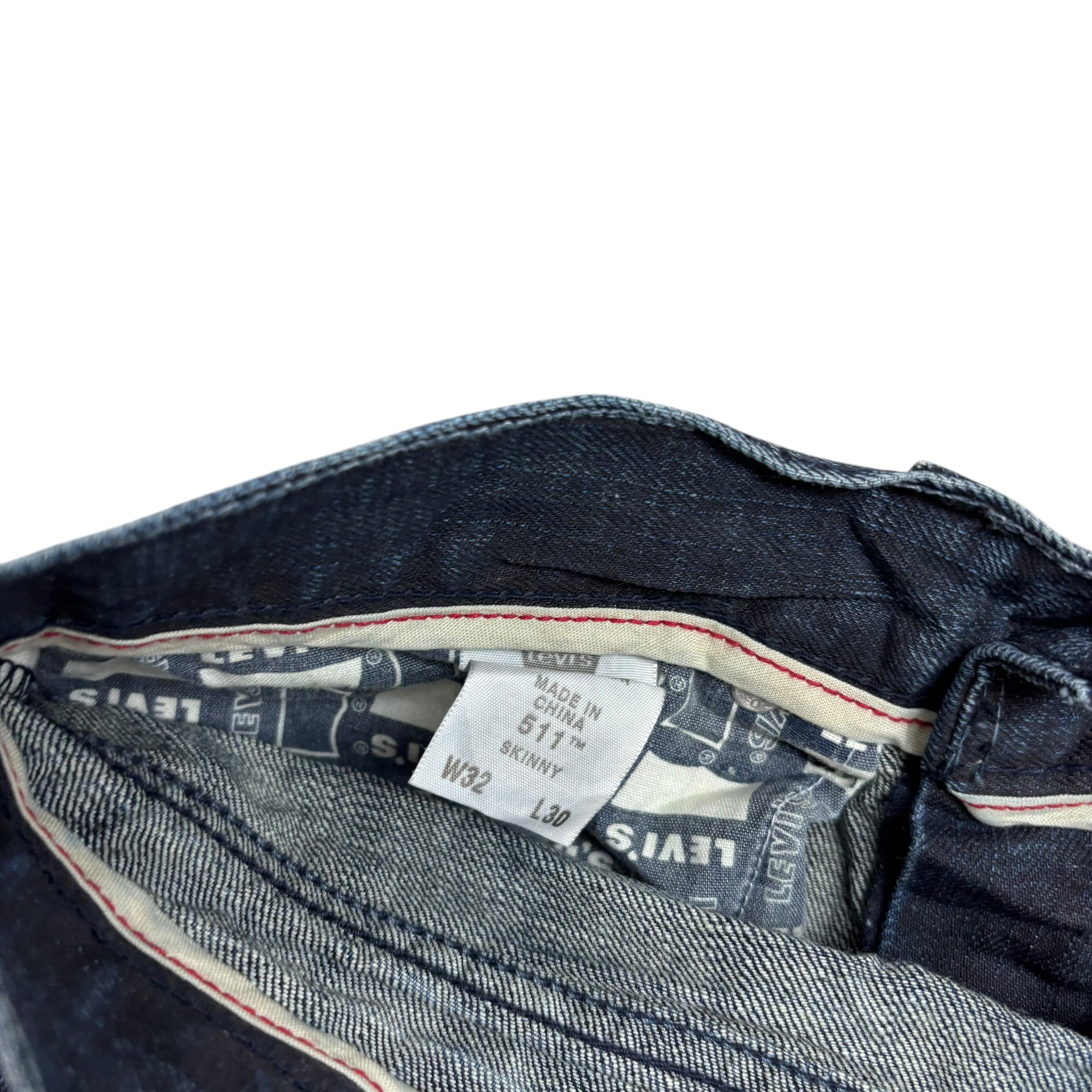Levis 511 Jeans W32 L30 Mens Dark Blue Slim Fit Vintage Denim (E)