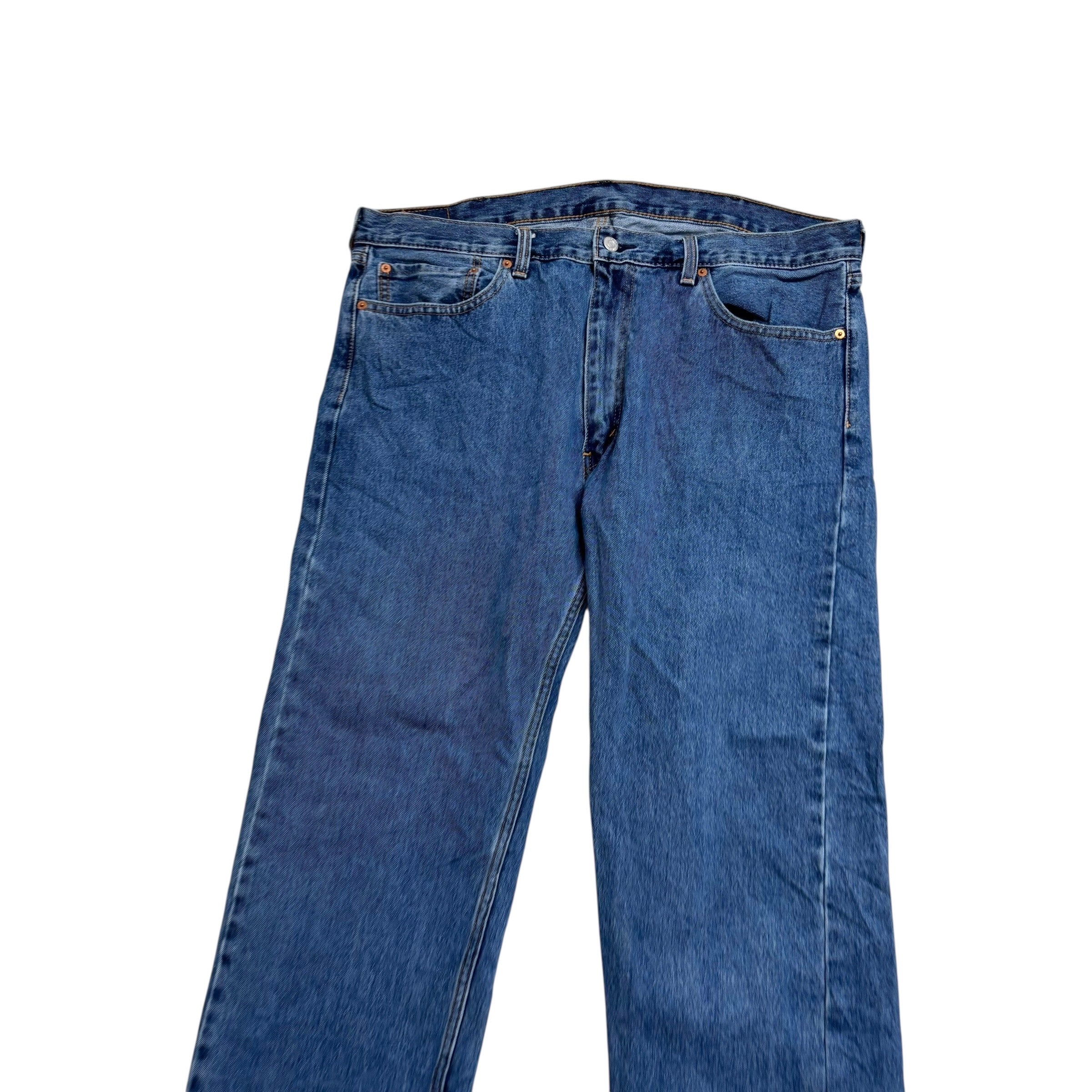 Levis 505 Jeans W40 L32 Mens Mid Blue Regular Straight Fit Denim (E)