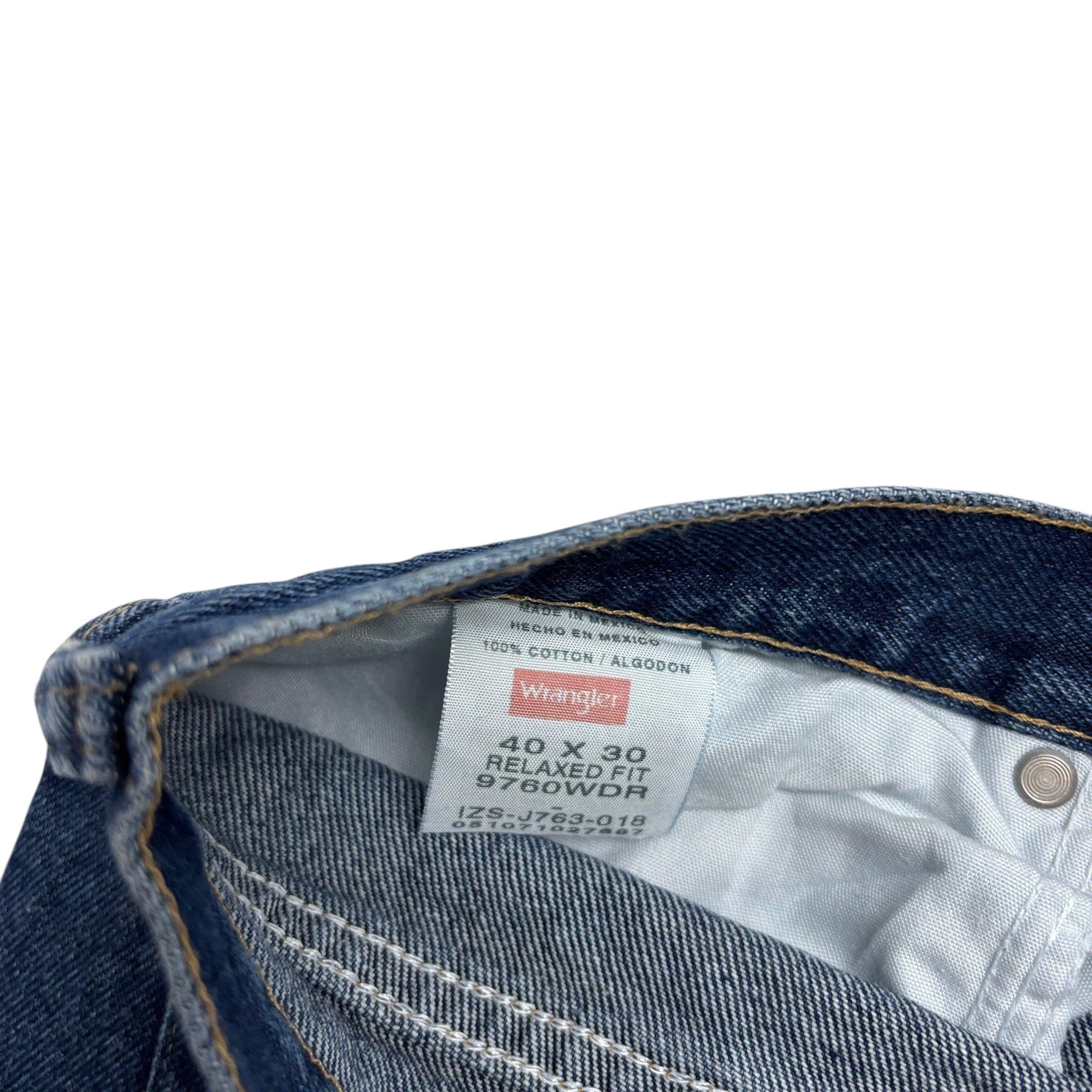 Wrangler Jeans W40 L30 Mens Mid Blue Relaxed Straight Fit Denim (E)