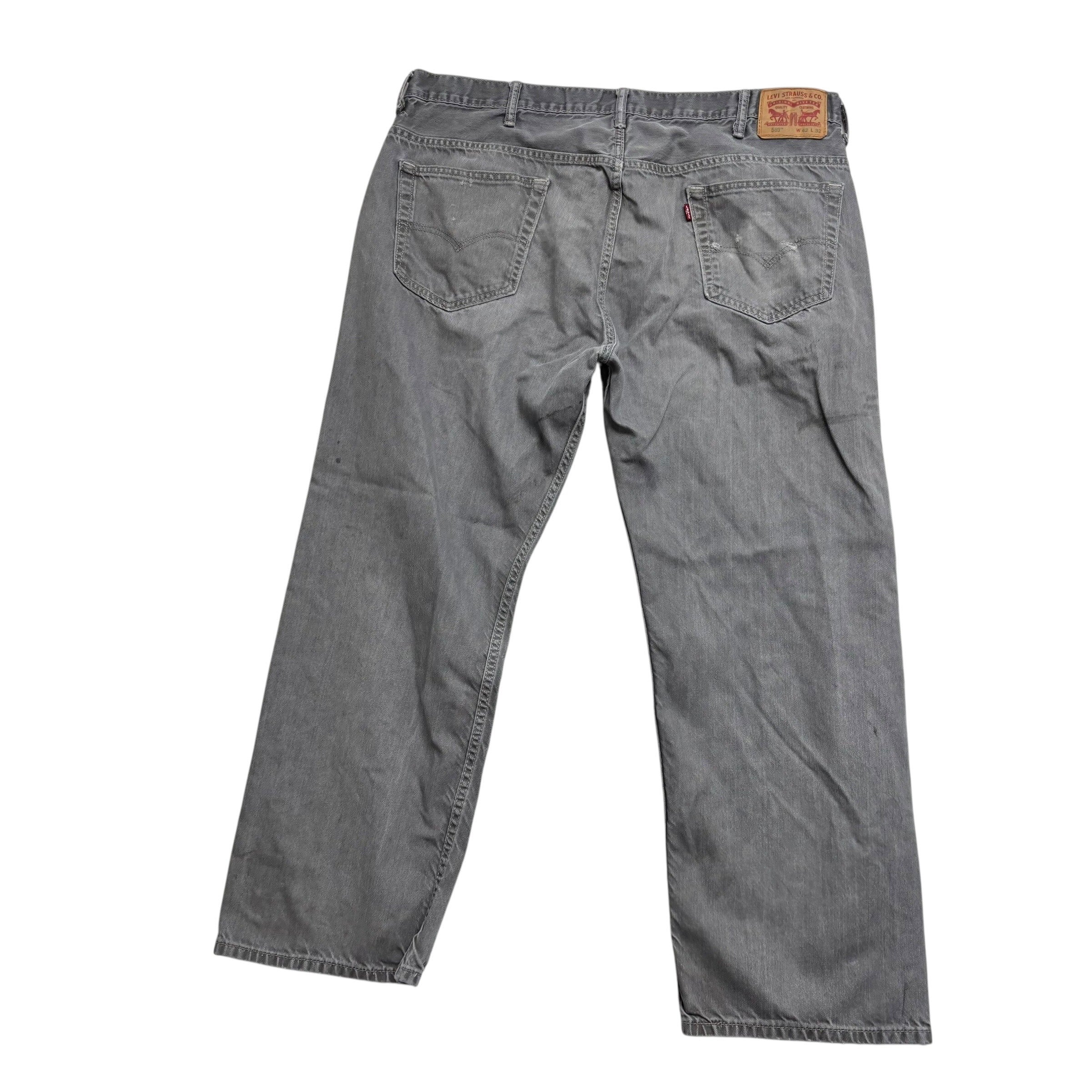 Levis 569 Jeans W42 L30 Mens Grey Baggy Relaxed Straight Fit Denim (F)