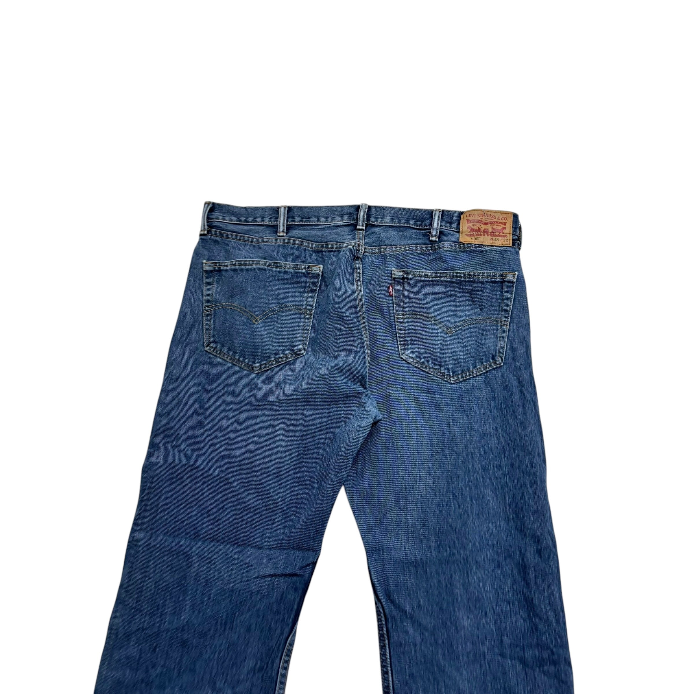 Levis 505 Jeans W38 L32 Mens Mid Blue Regular Straight Fit Denim