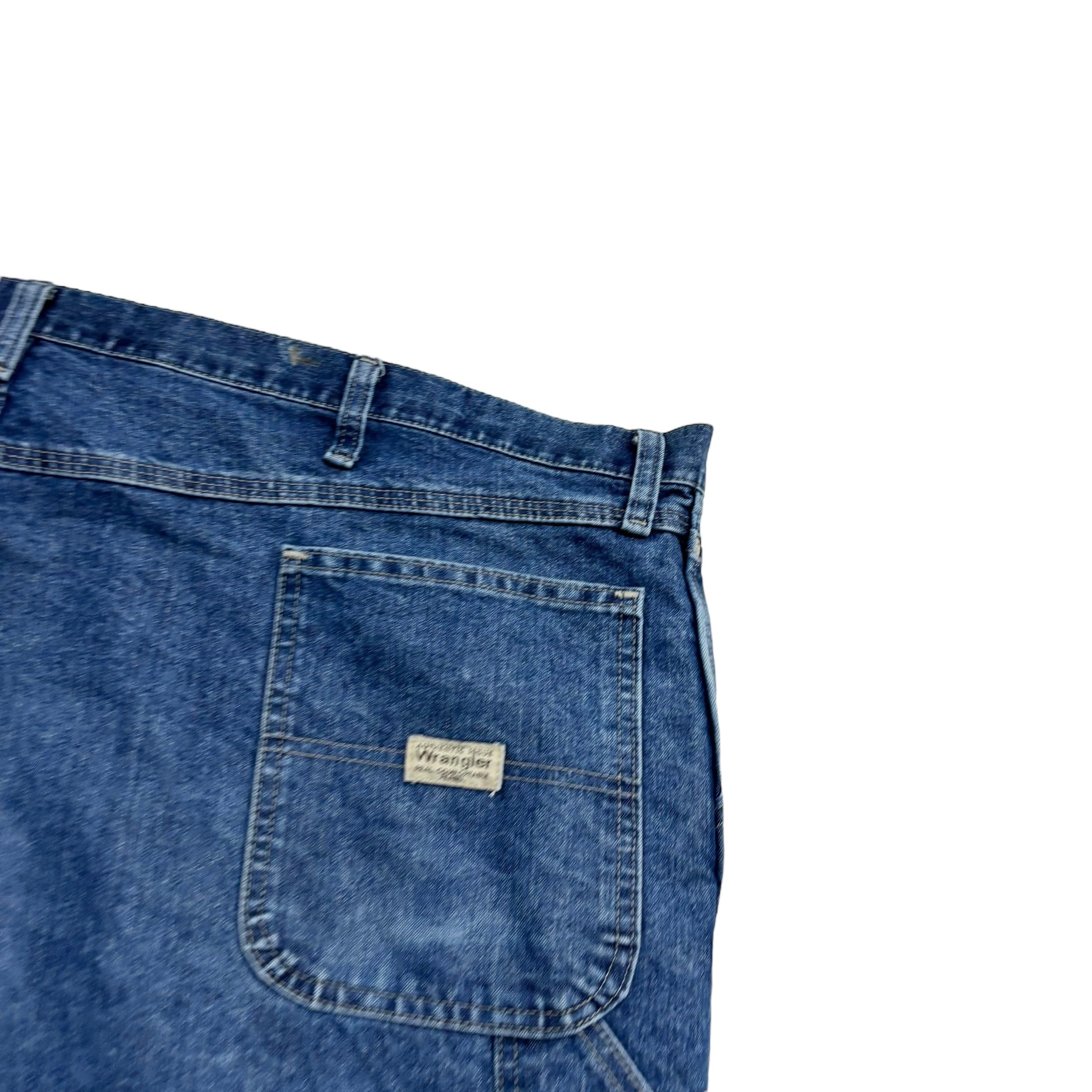 Wrangler Carpenter Jeans W50 L32 Mens Mid Blue Relaxed Straight Fit Denim