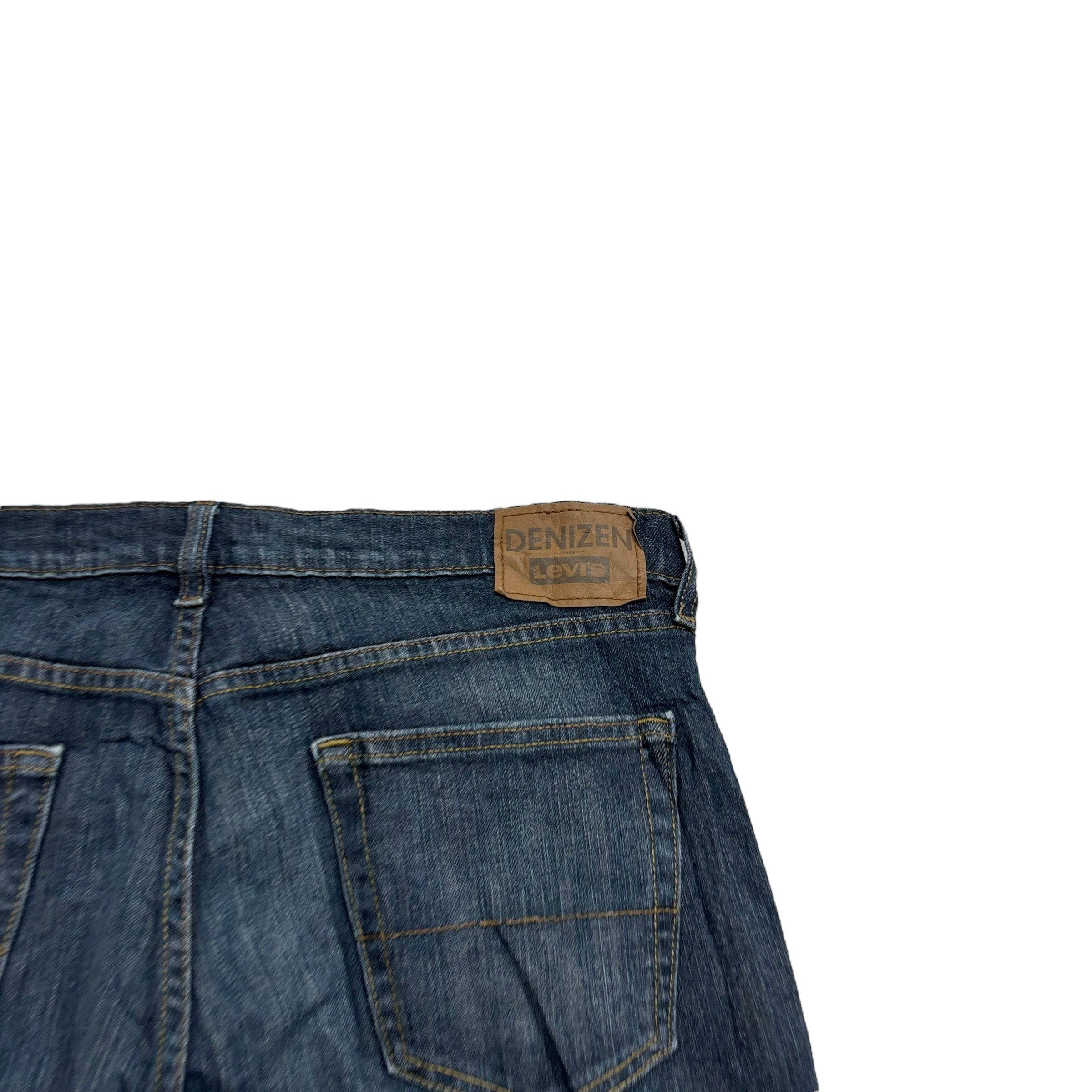 Levis Denizen Jeans W36 L34 Mens Dark Blue Relaxed Straight Stretch Denim (E)