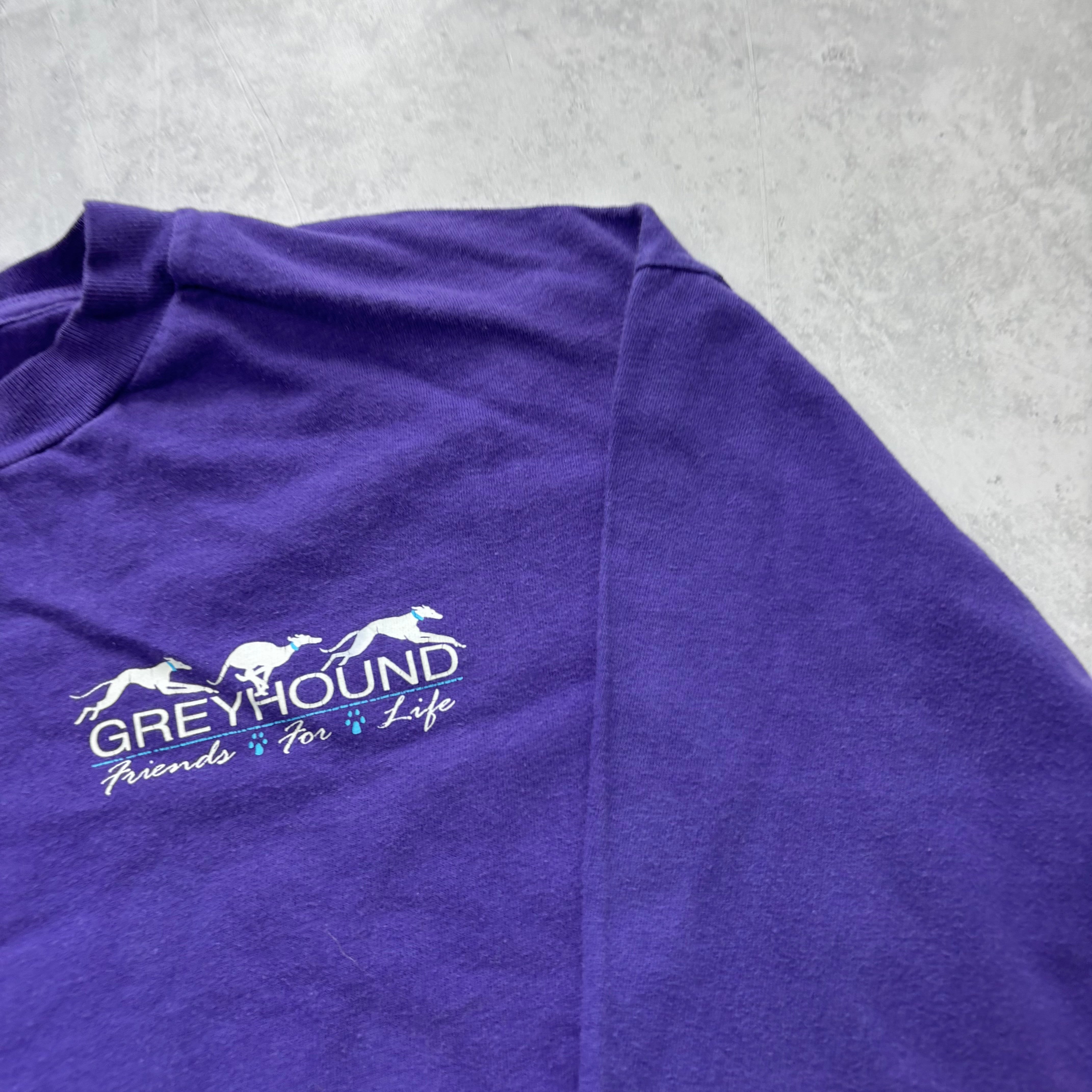 Vintage T Shirt Mens Medium Purple Single Stitch Graphic Print 90s Longsleeve