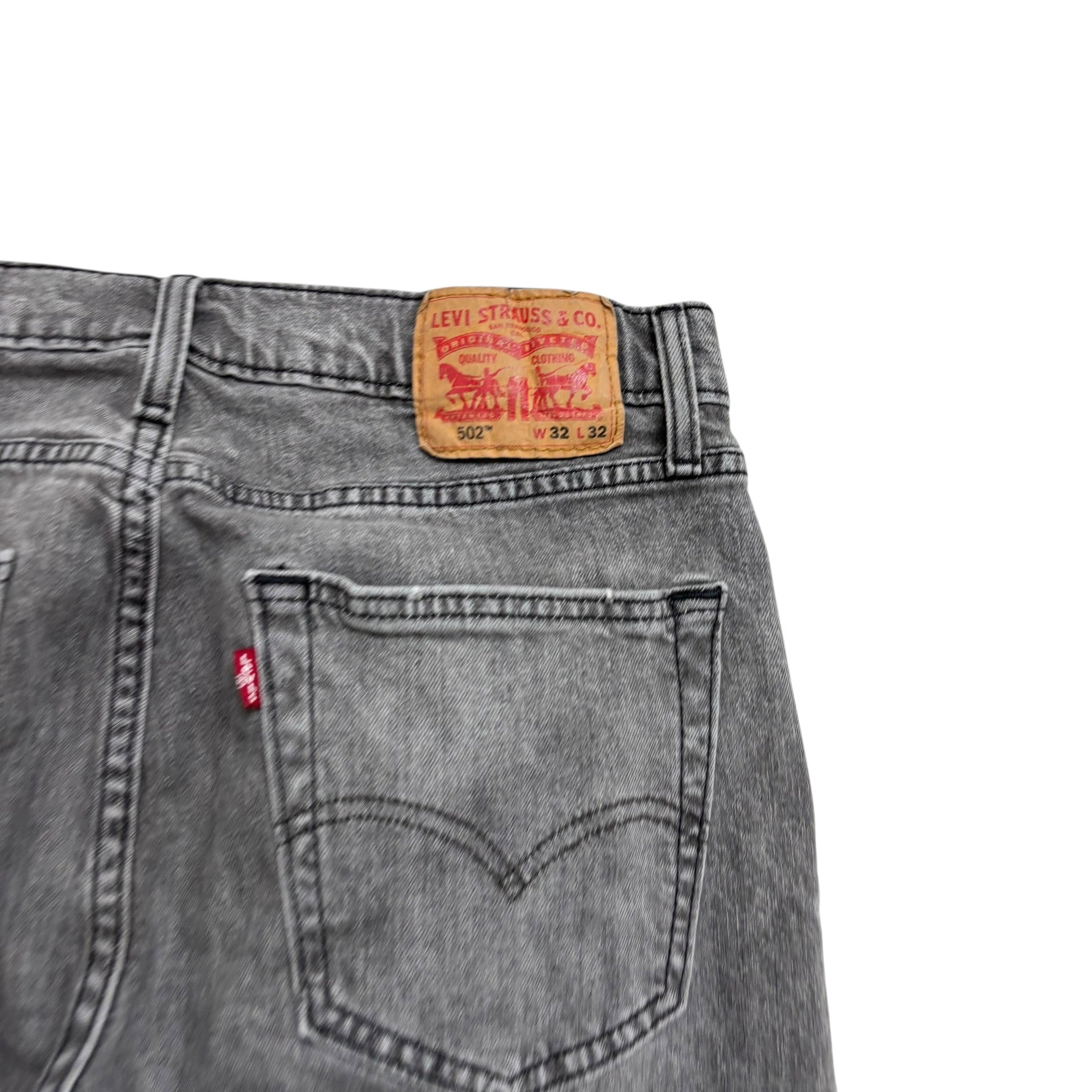 Levis 502 Jeans W32 L31 Mens Grey Regular Tapered Fit Stretch Denim