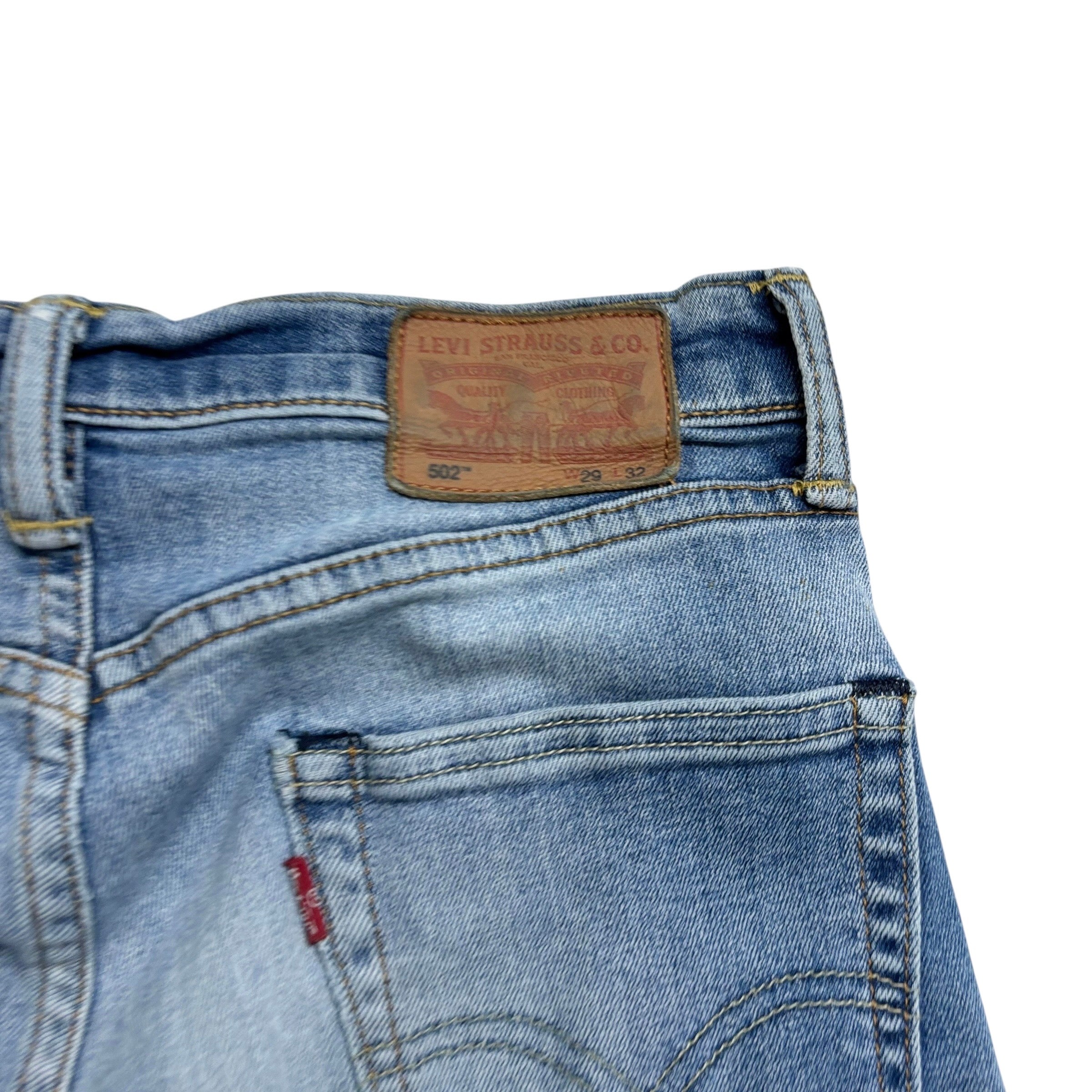 Levis 502 Jeans W29 L32 Mens Mid Blue Regular Tapered Fit Stretch Denim (E)