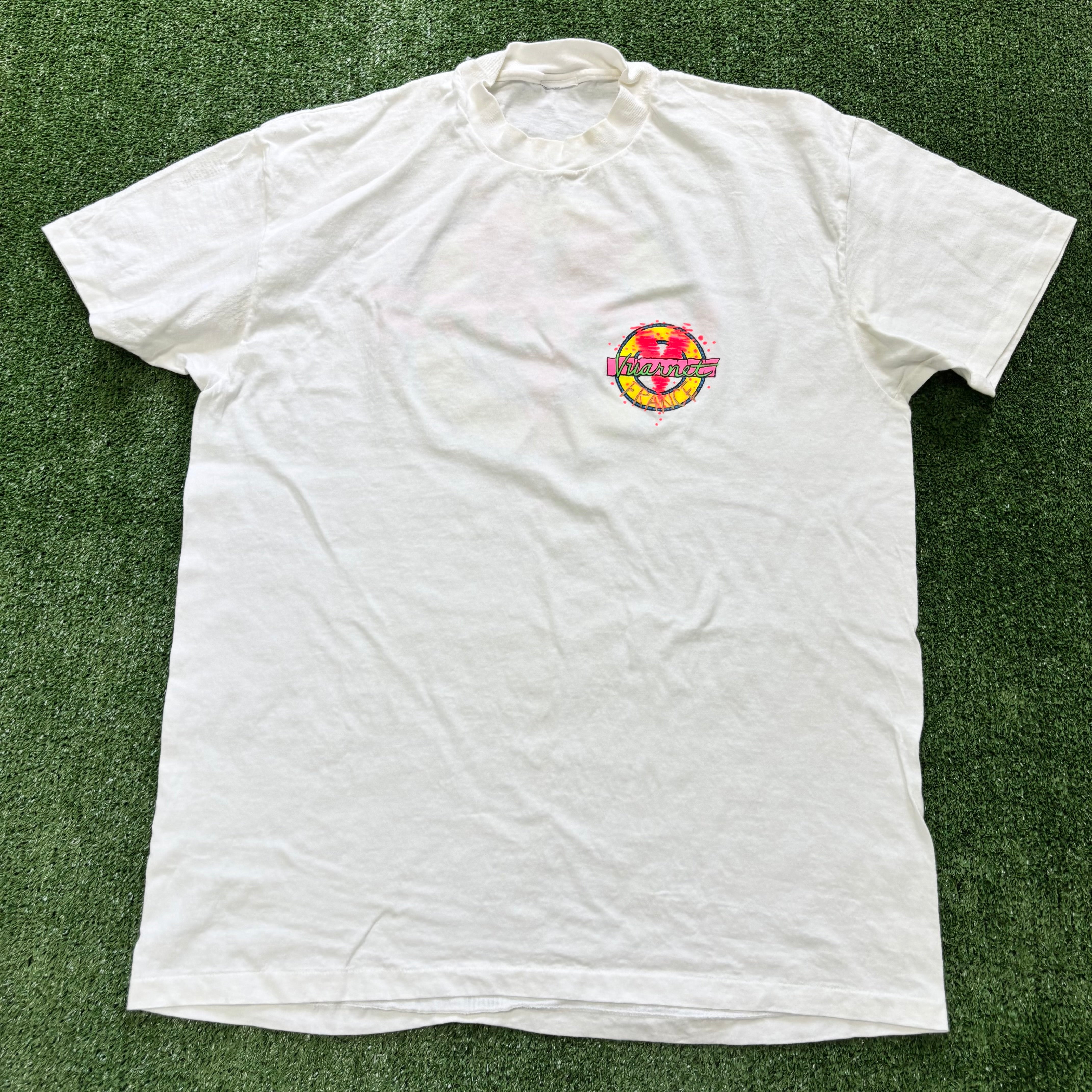 Vintage T Shirt Mens Large White Single Stitch Graphic Print 90s France