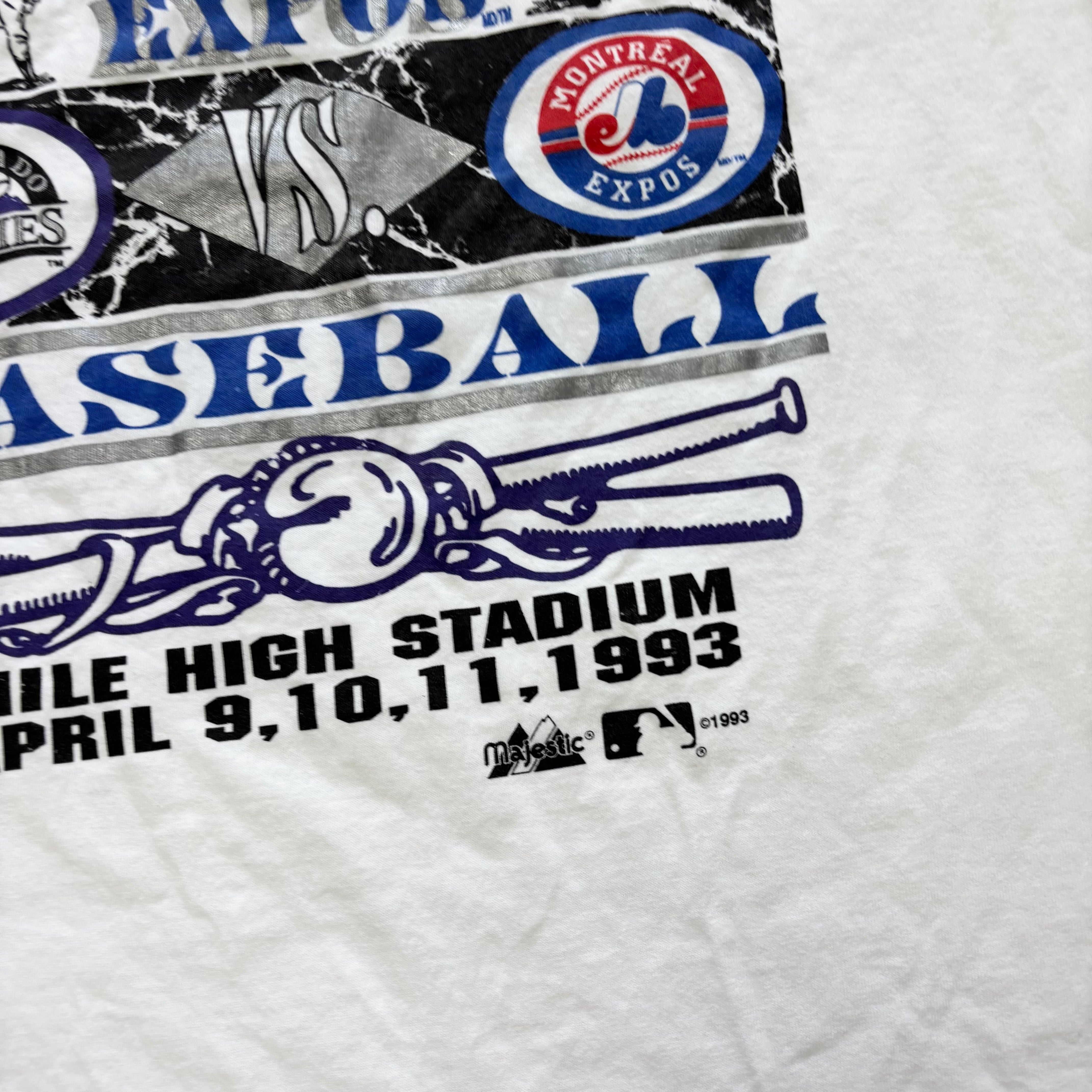 Vintage T Shirt Mens Large White Single Stitch Graphic Print 90s Baseball (E)