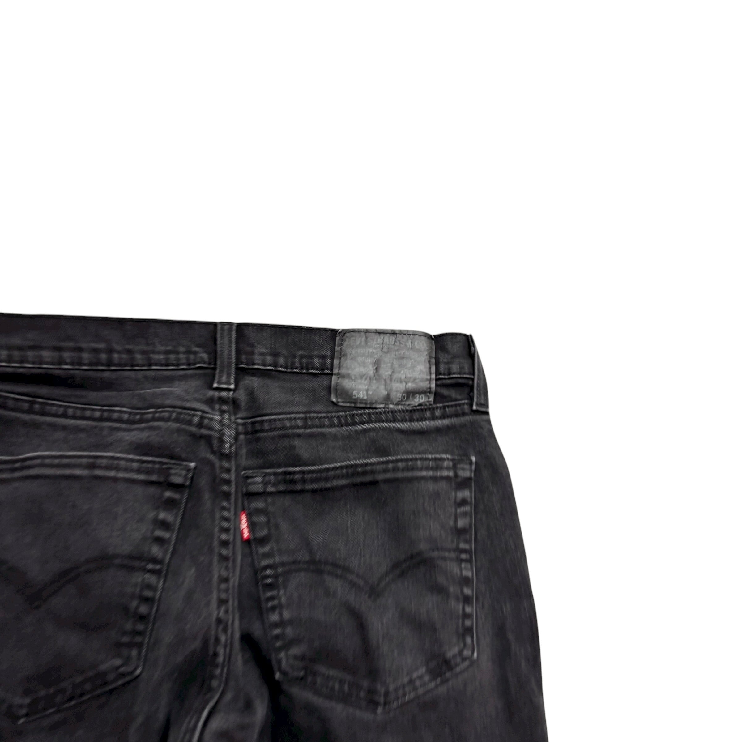 Levis 541 Jeans W30 L29 Mens Black Athletic Tapered Fit Stretch Denim (E)