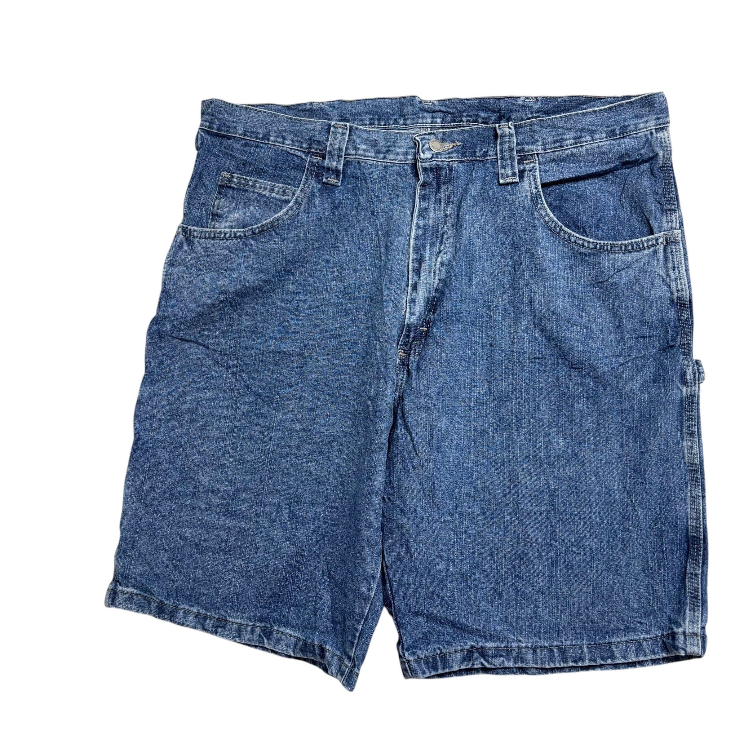 Wrangler Baggy Jorts W38 Mens Mid Blue Denim Shorts Relaxed Fit Carpenter (E)