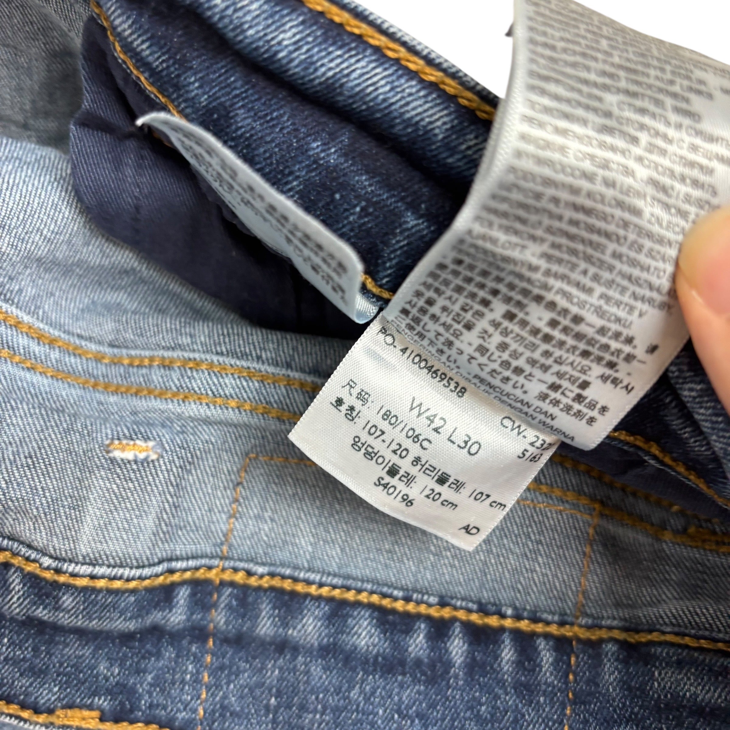 Levis Workwear Jeans W42 L30 Mens Mid Blue Regular Straight Fit Stretch Denim (E)