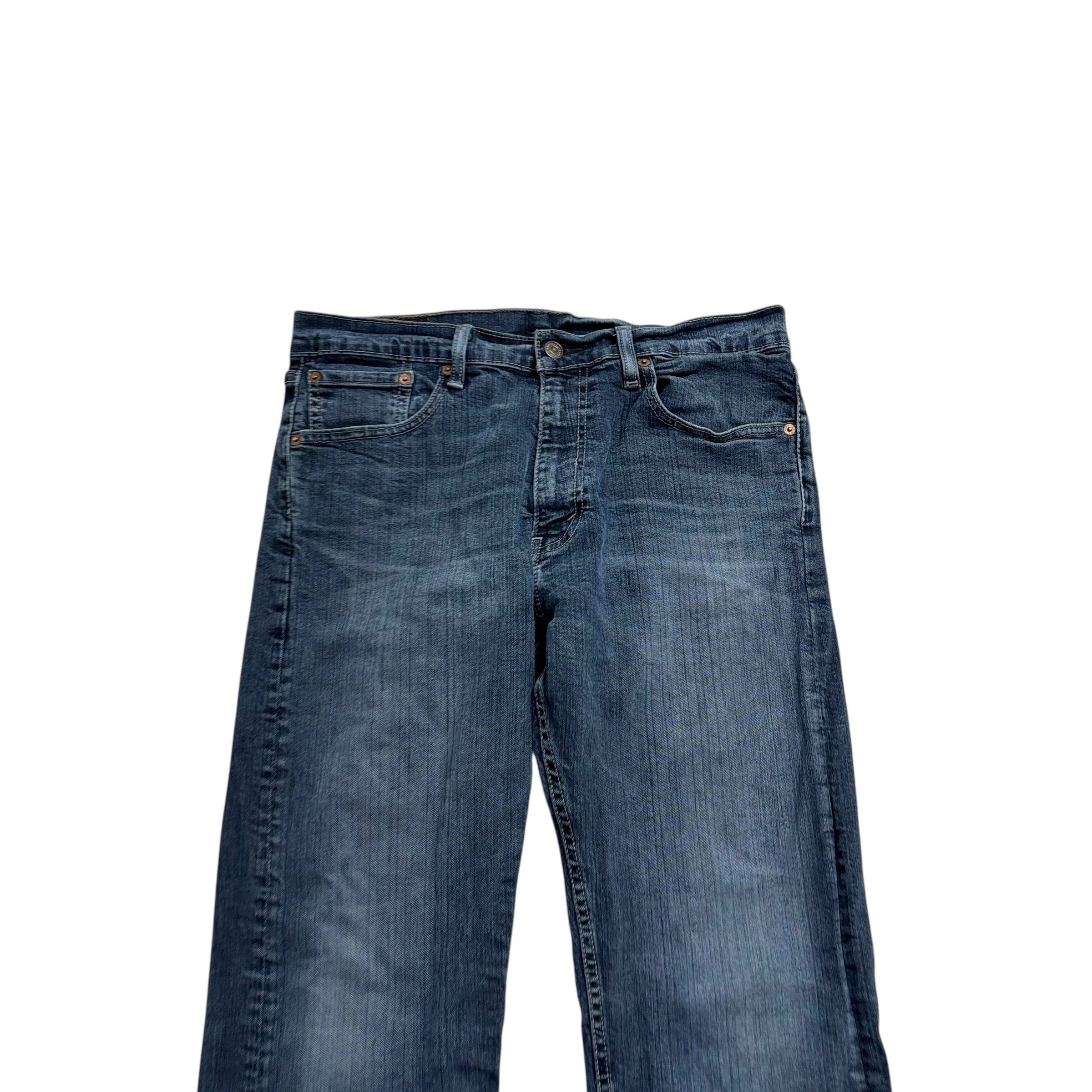 Levis 505 Jeans W32 L30 Mens Navy Blue Regular Straight Fit Stretch Denim (F)