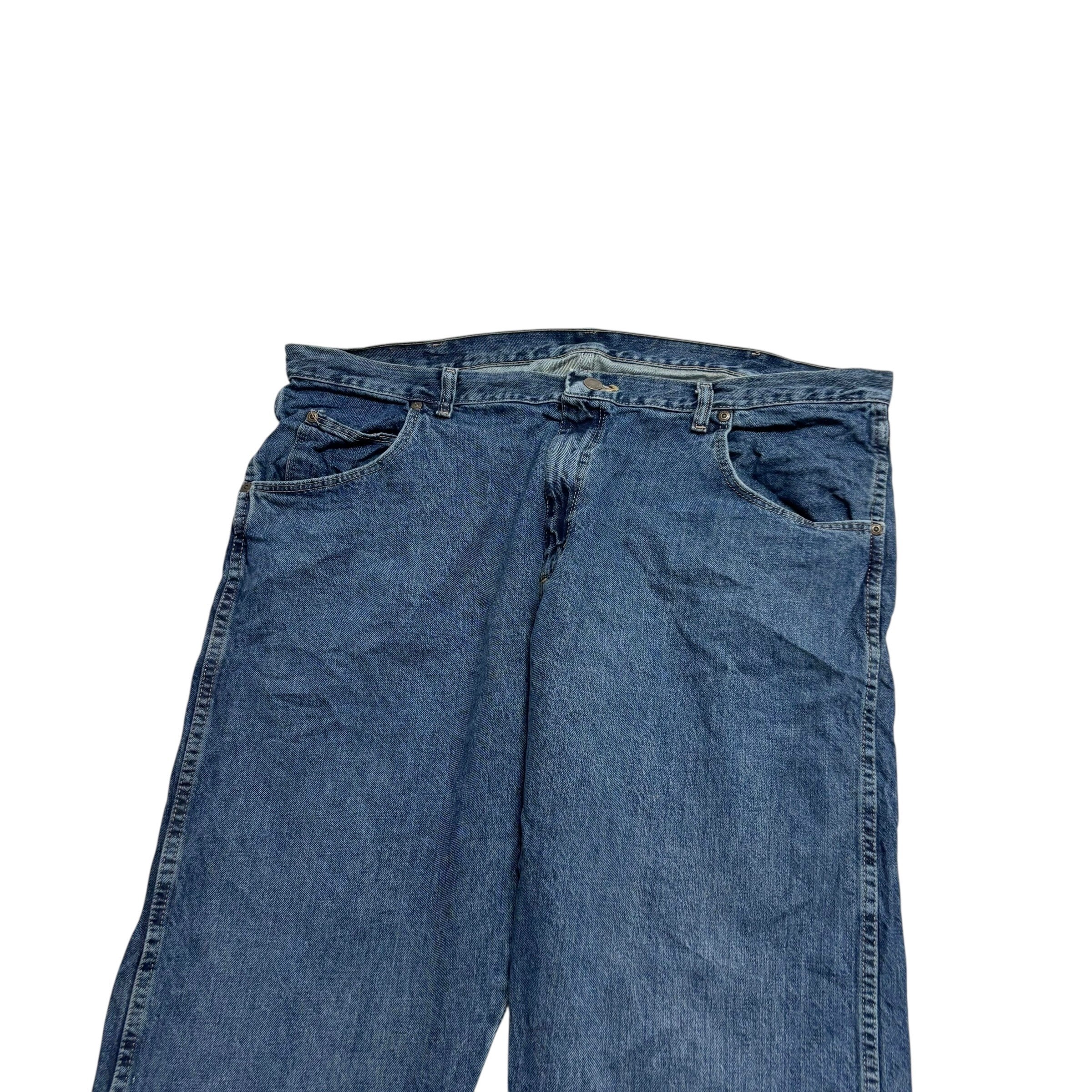 Wrangler Jeans W42 L30 Mens Mid Blue Baggy Relaxed Straight Fit Denim (E)