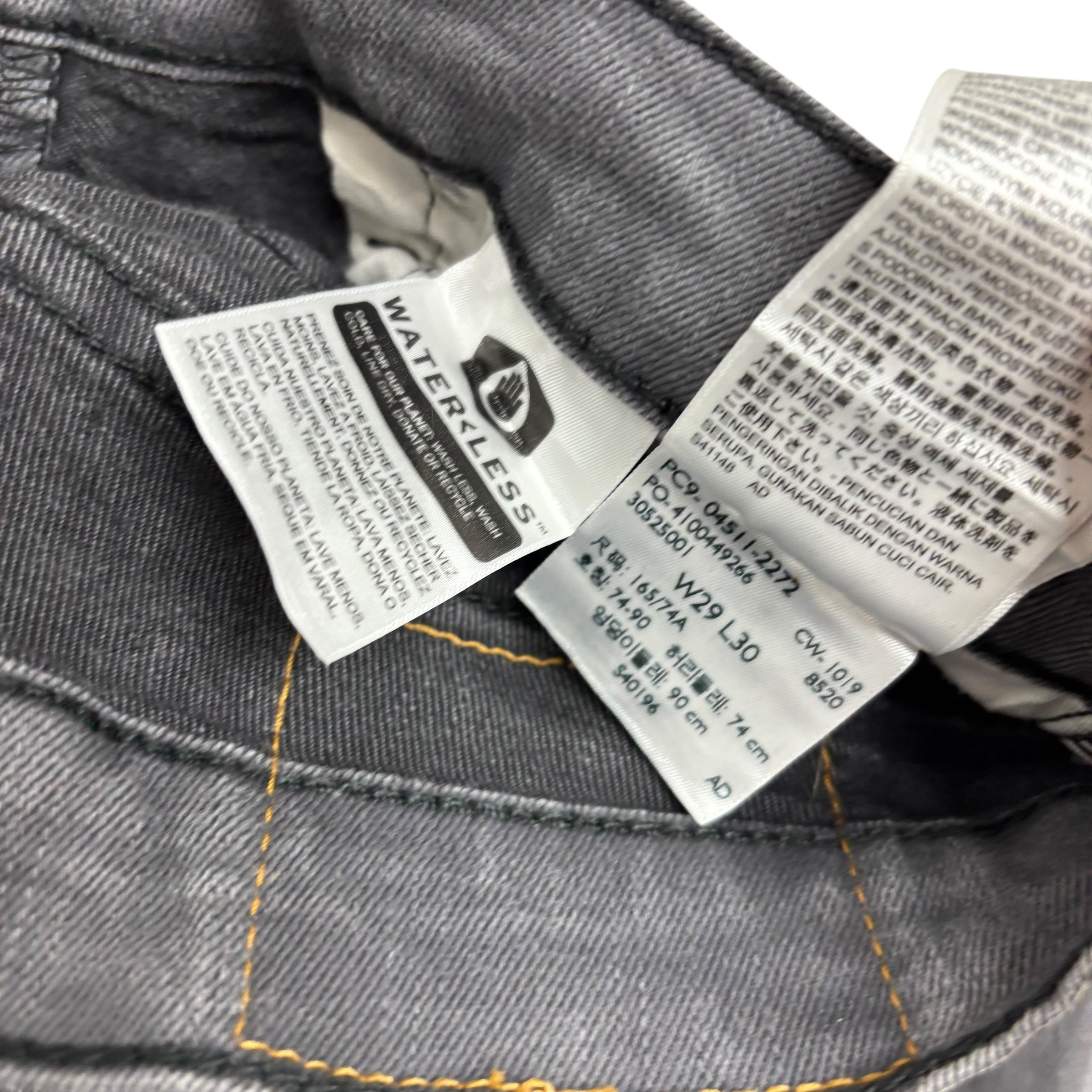 Levis 511 Jeans W29 L30 Mens Grey Slim Fit Stretch Denim