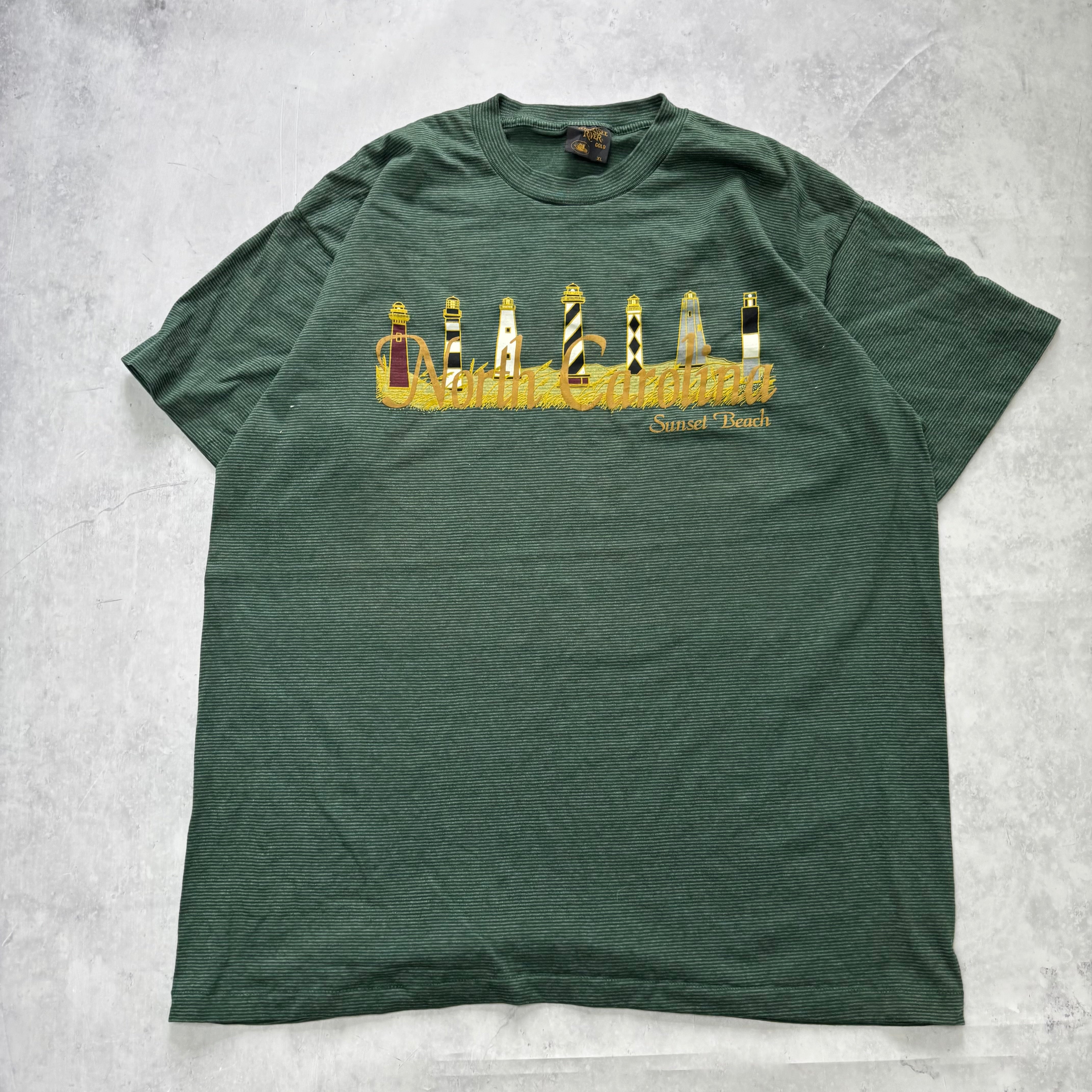 Vintage T Shirt Mens XL Green Single Stitch Graphic Print 90s USA Tourist (E)