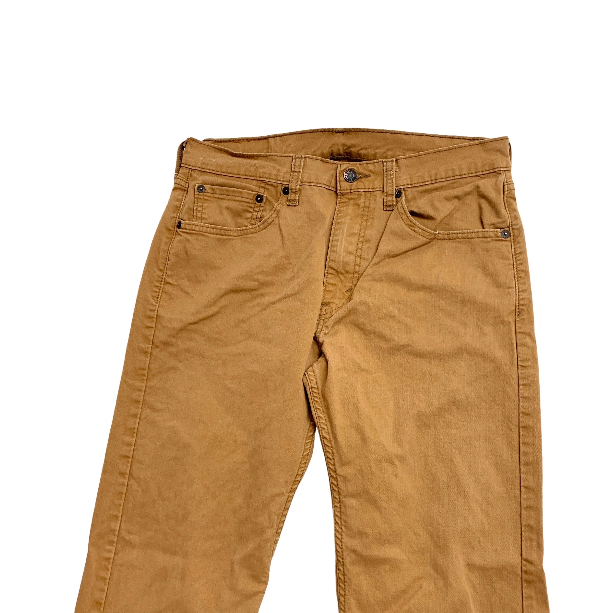 Levis 505 Trousers W31 L31 Mens Gold Tan Regular Straight Fit Cotton Stretch