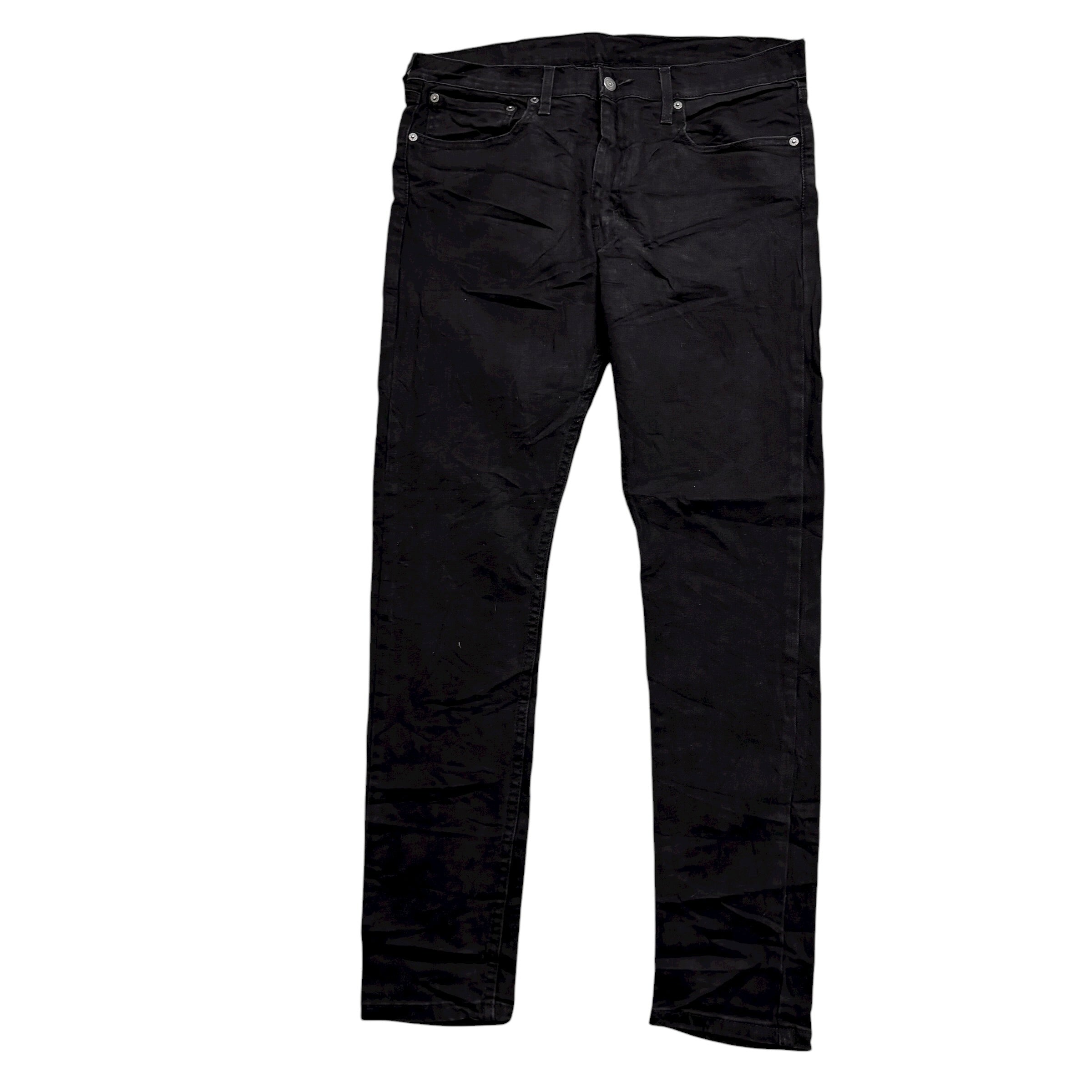 Levis Skinny Taper Jeans W36 L32 Mens Black Stretch Denim (E)