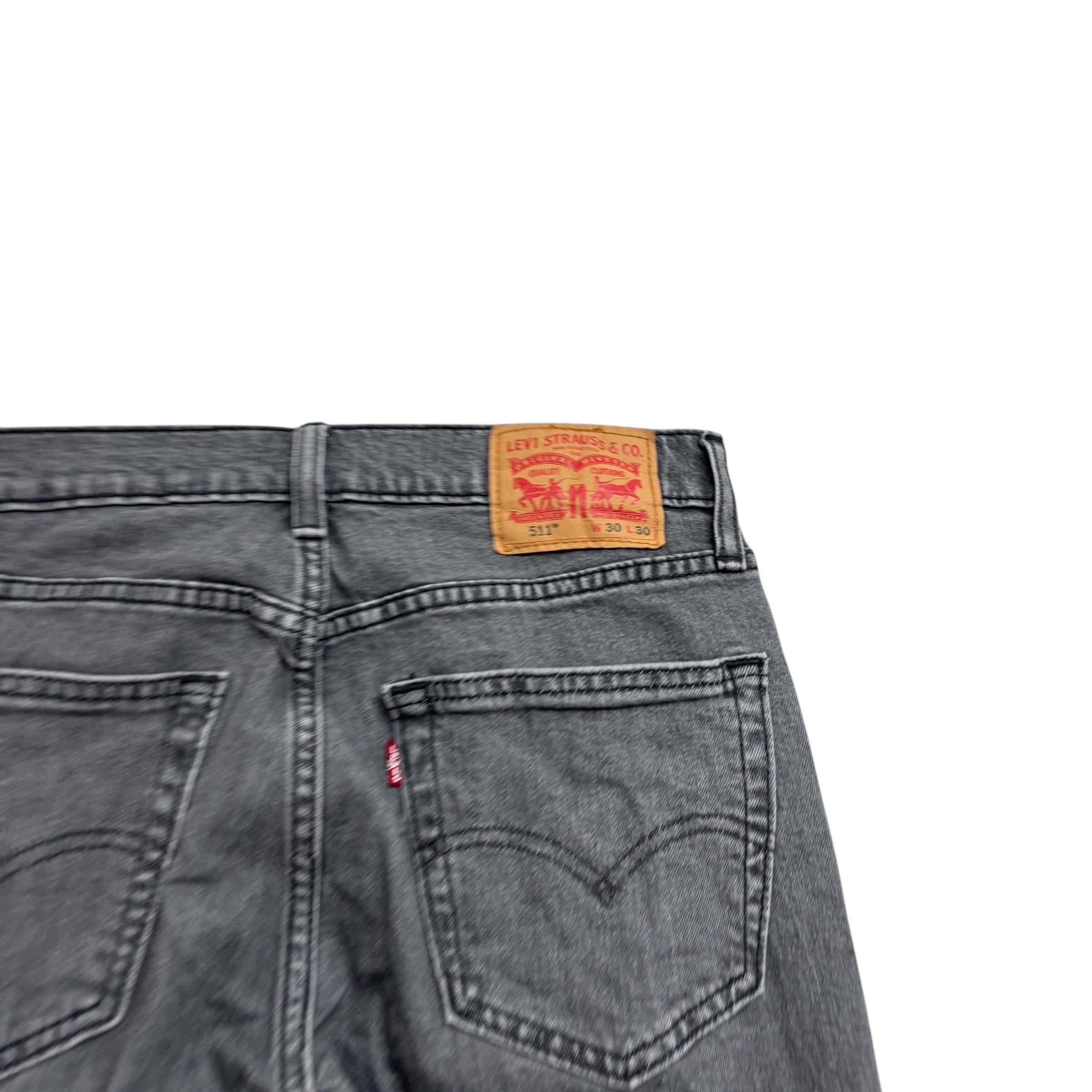 Levis 511 Jeans W30 L30 Mens Grey Slim Fit Stretch Denim (E)