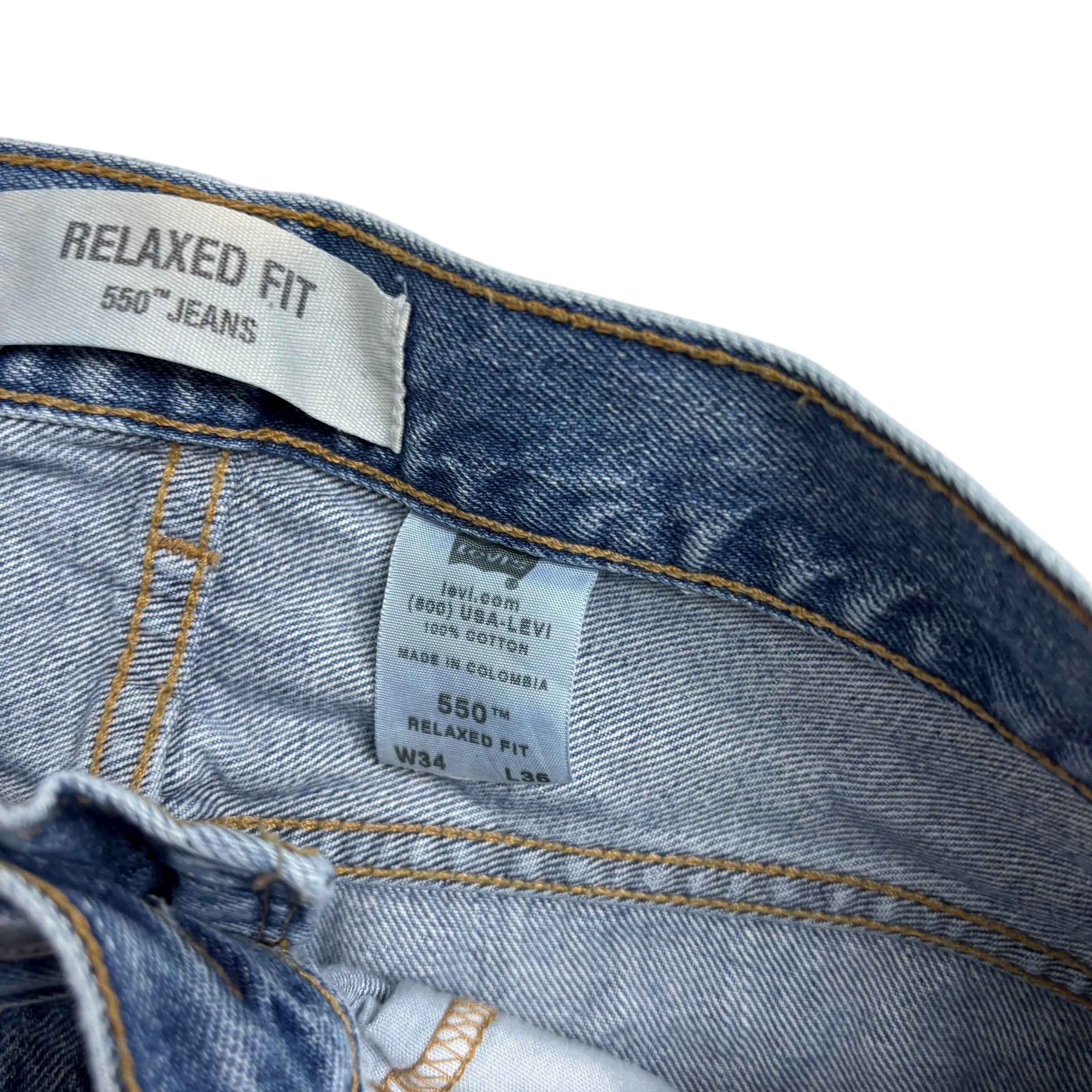 Levis 550 Jeans W32 L36 Mens Mid Blue Baggy Relaxed Straight Vintage Denim (E)