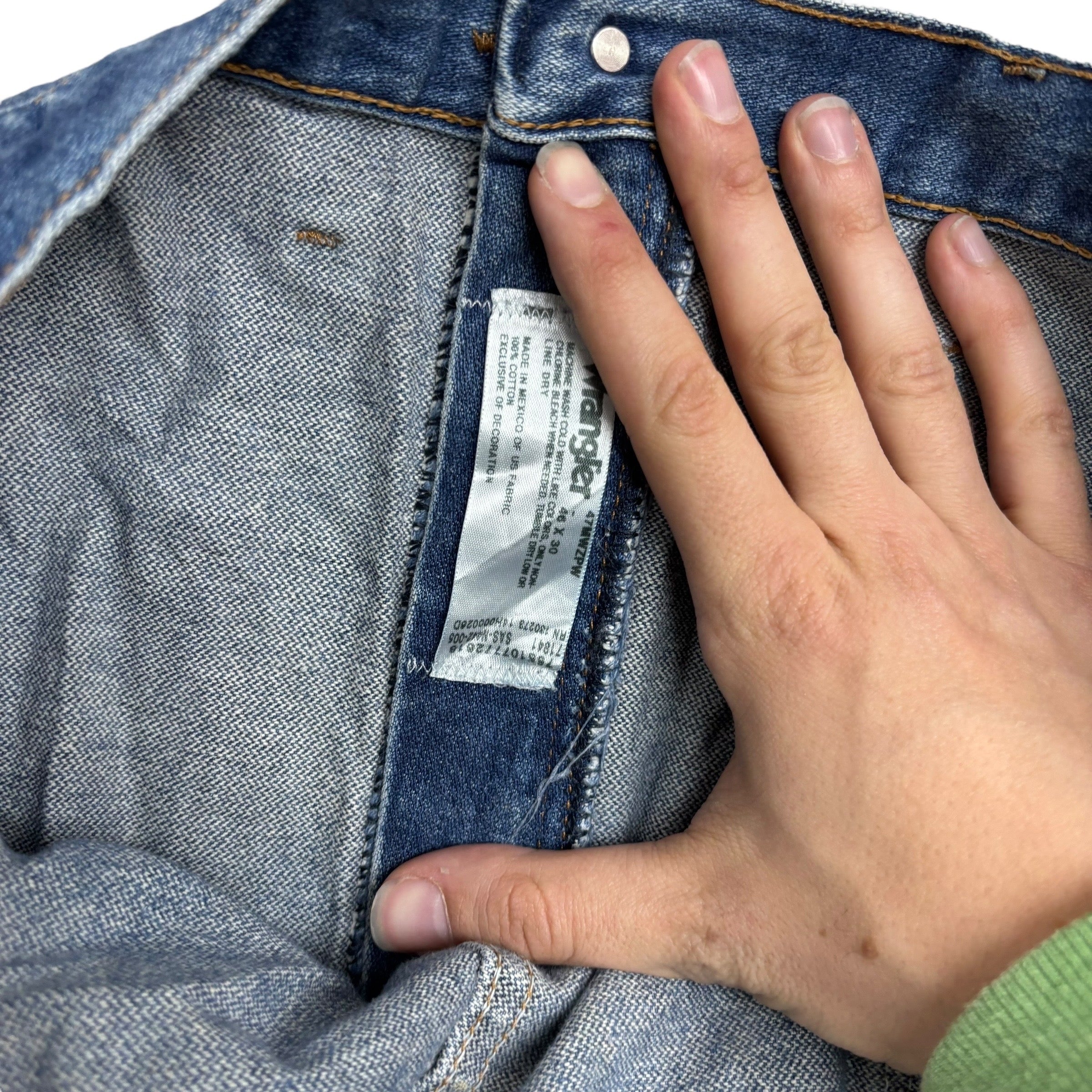 Wrangler Jeans Cowboy Cut W46 L30 Mens Mid Blue 47MWZ Regular Fit Denim