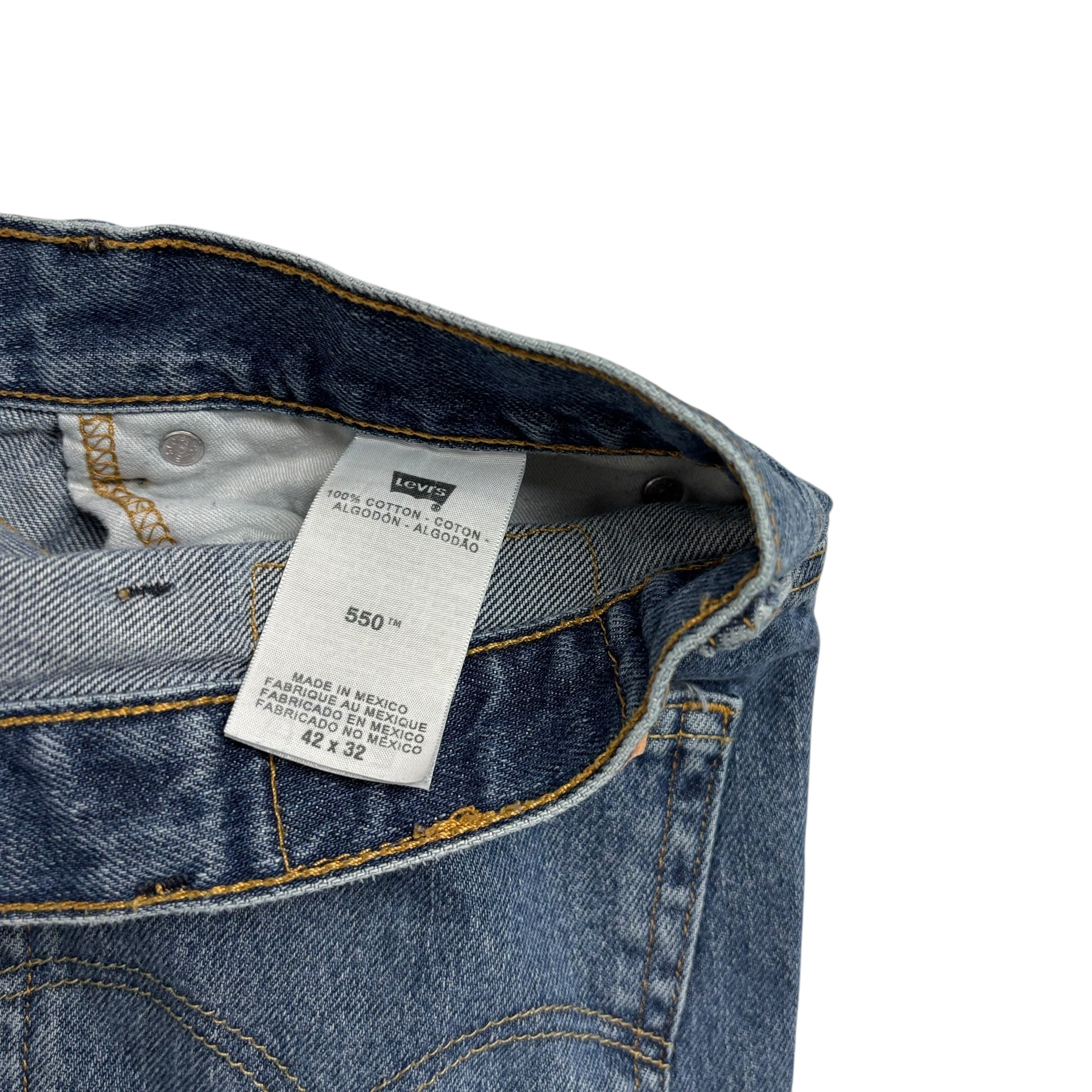 Levis 550 Jeans W42 L32 Mens Mid Blue Baggy Relaxed Straight Vintage Denim (F)