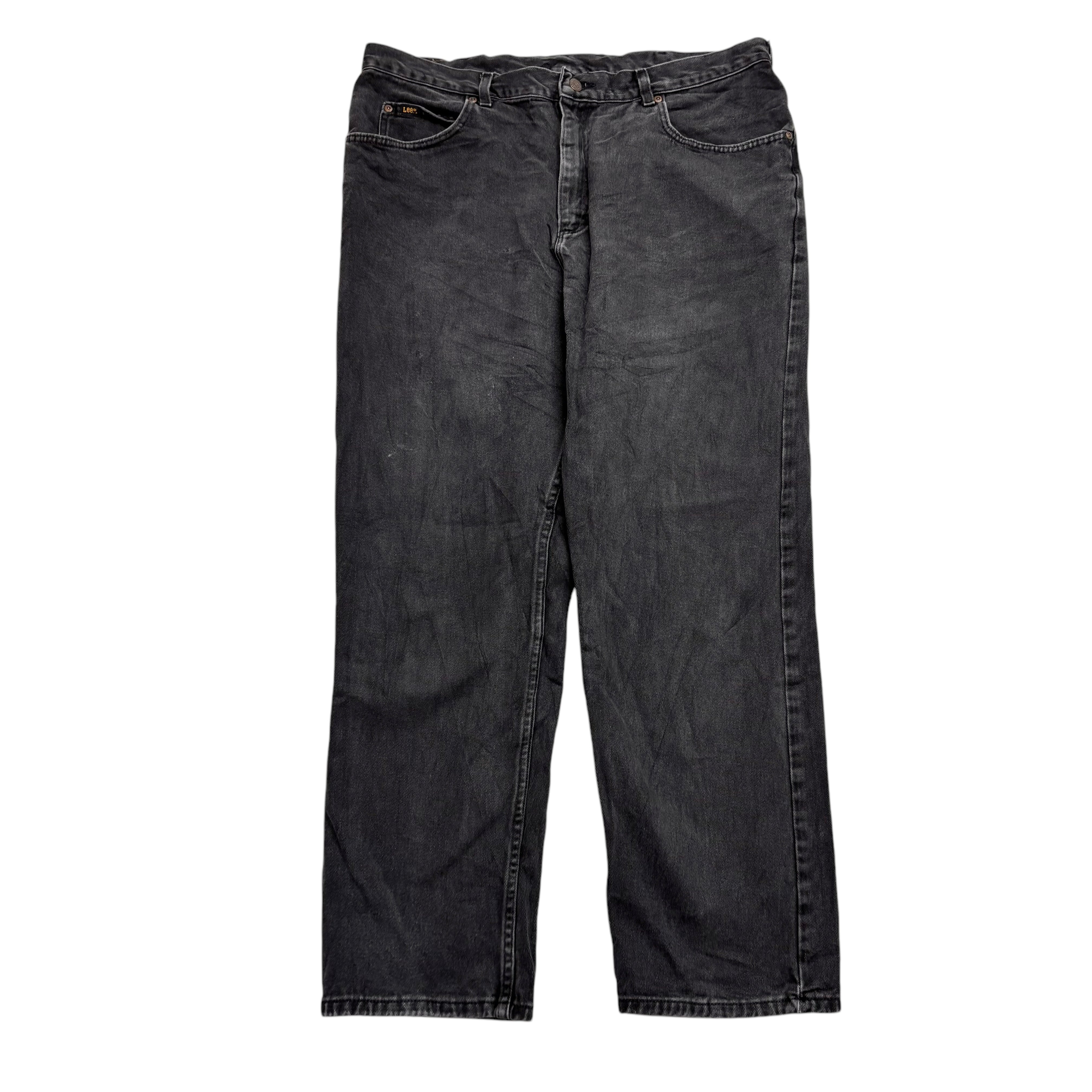 Lee Jeans W38 L30 Mens Black Regular Straight Fit Vintage Denim