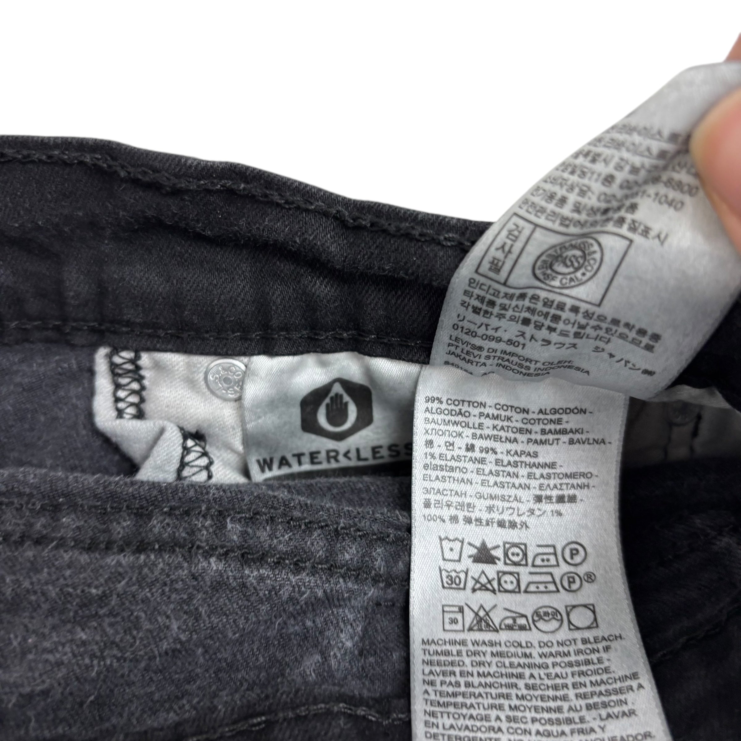 Levis 505 Jeans W31 L29 Mens Black Regular Straight Fit Stretch Denim (E)