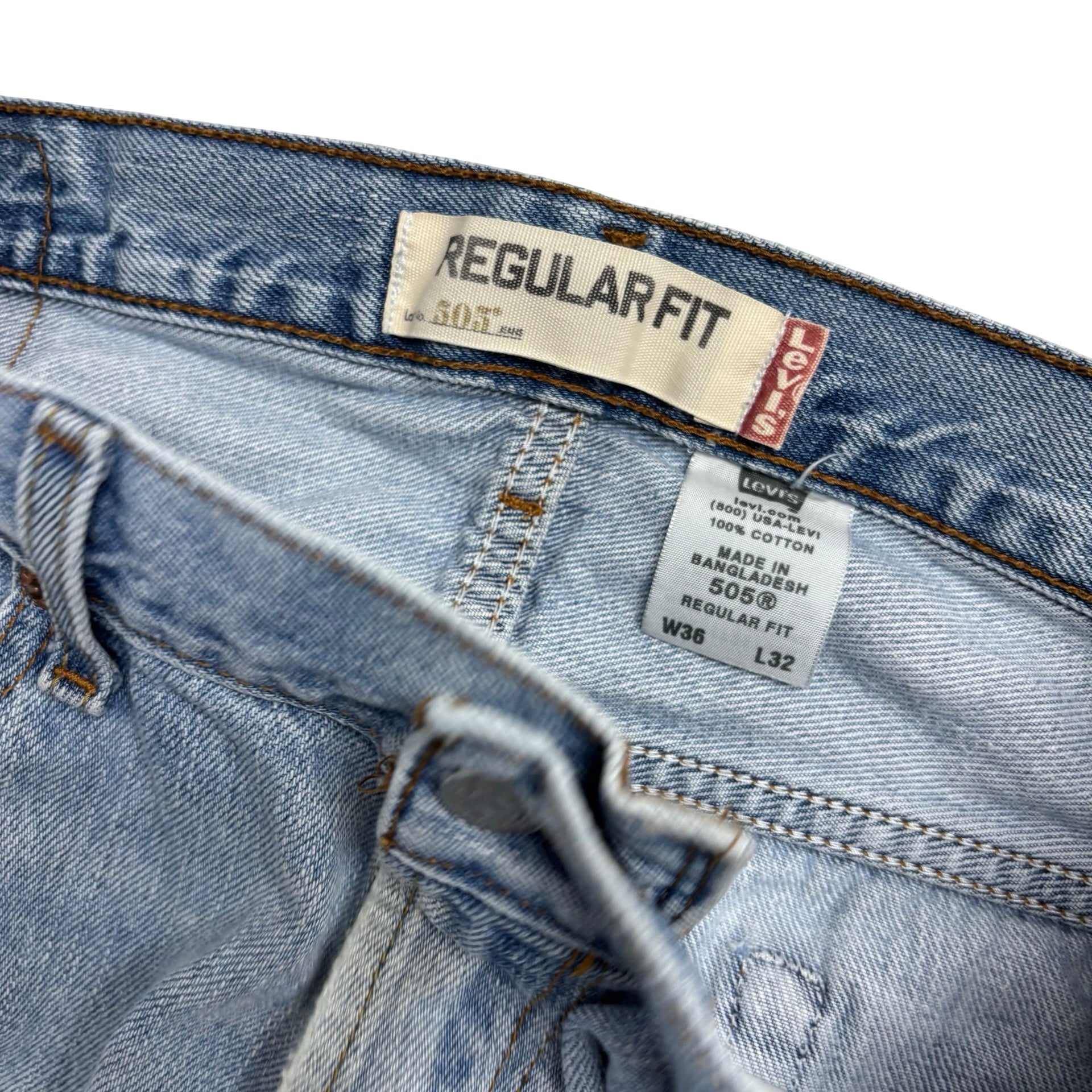 Levis 505 Jeans W34 L31 Mens Light Blue Regular Straight Fit Vintage Denim (F)