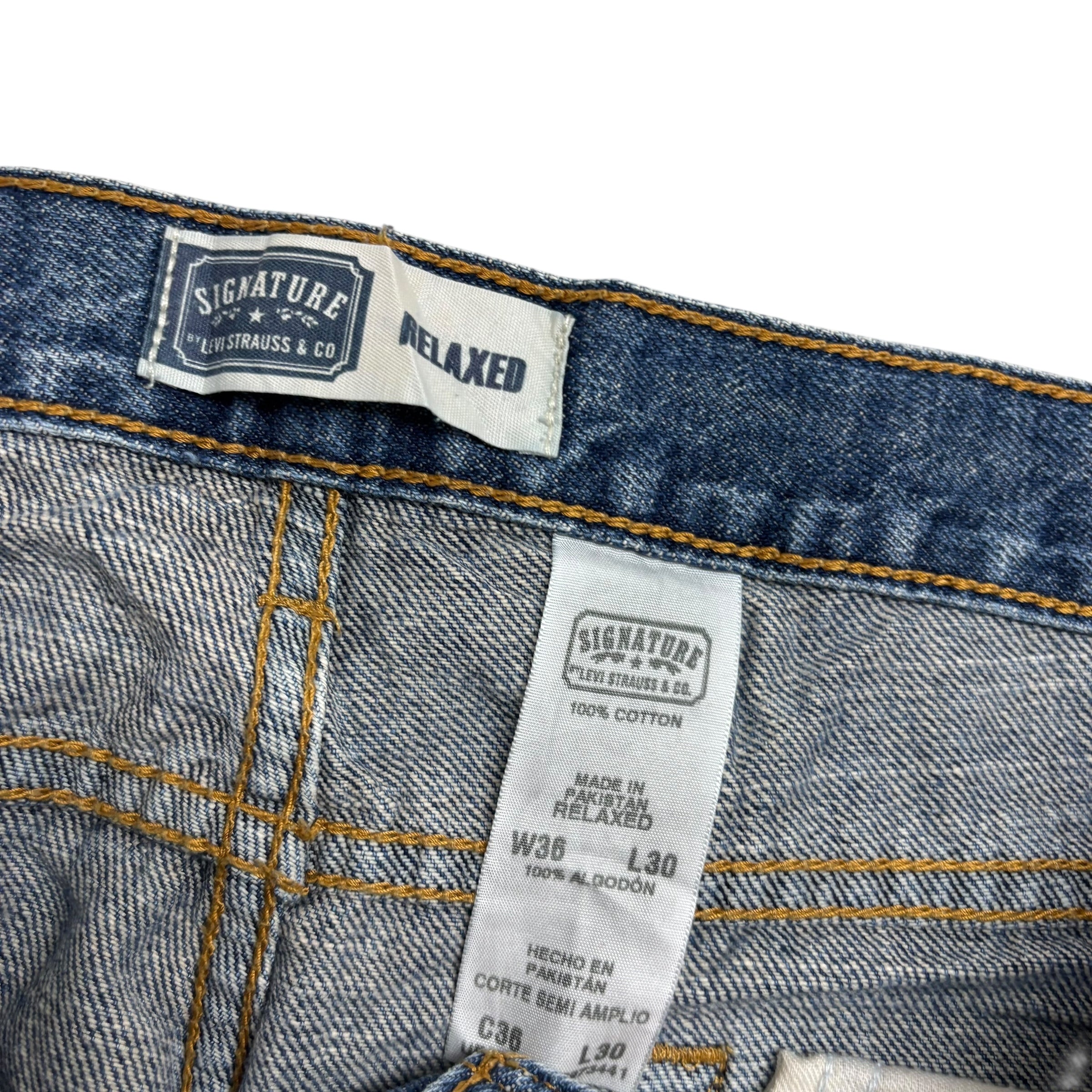 Levis Signature Jeans W36 L30 Mens Mid Blue Relaxed Baggy Fit Vintage