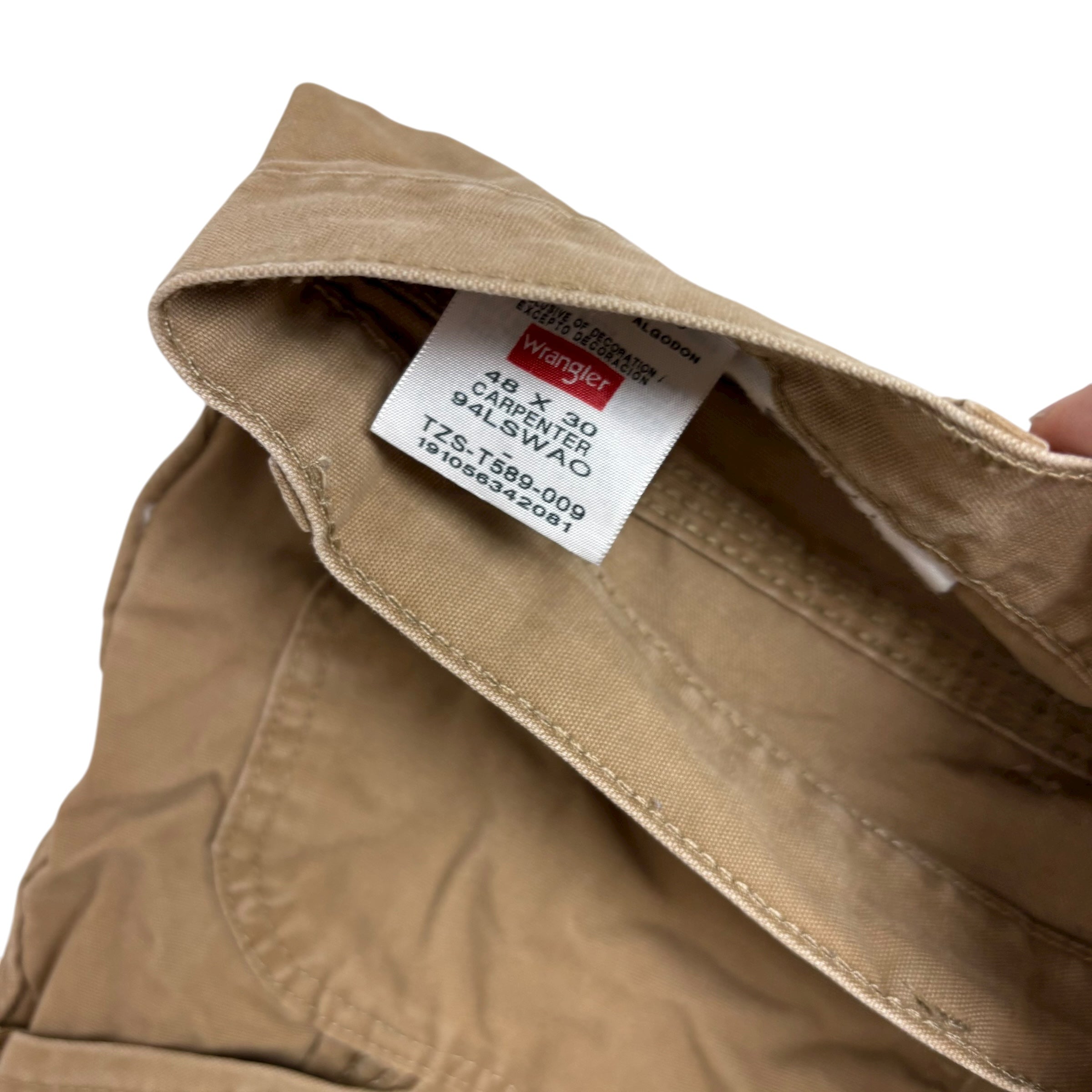 Wrangler Carpenter Pants W48 L30 Mens Tan Relaxed Straight Fit Pants (E)