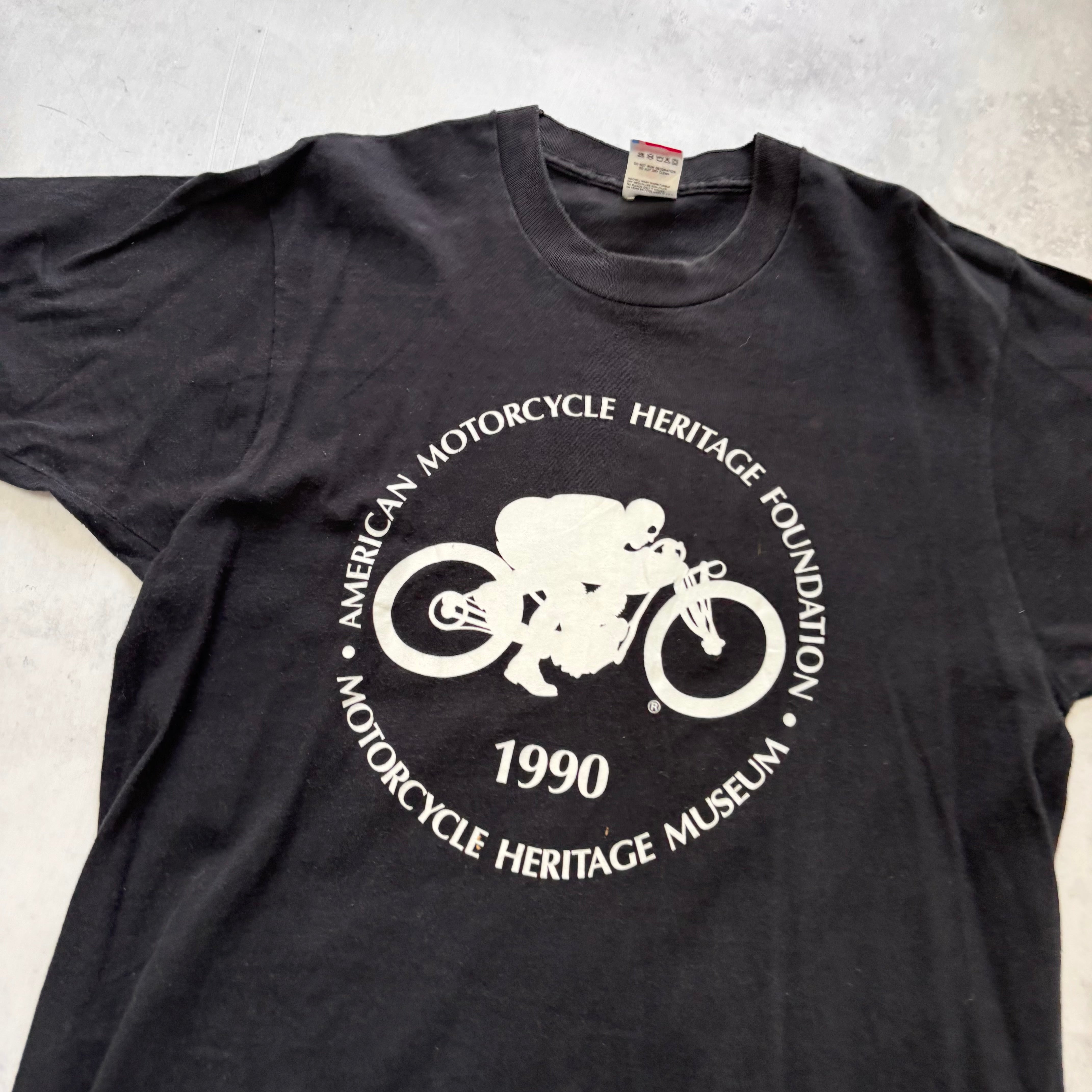 Vintage T Shirt Mens Medium Black Single Stitch Graphic Print 90s Motorcycle (E)