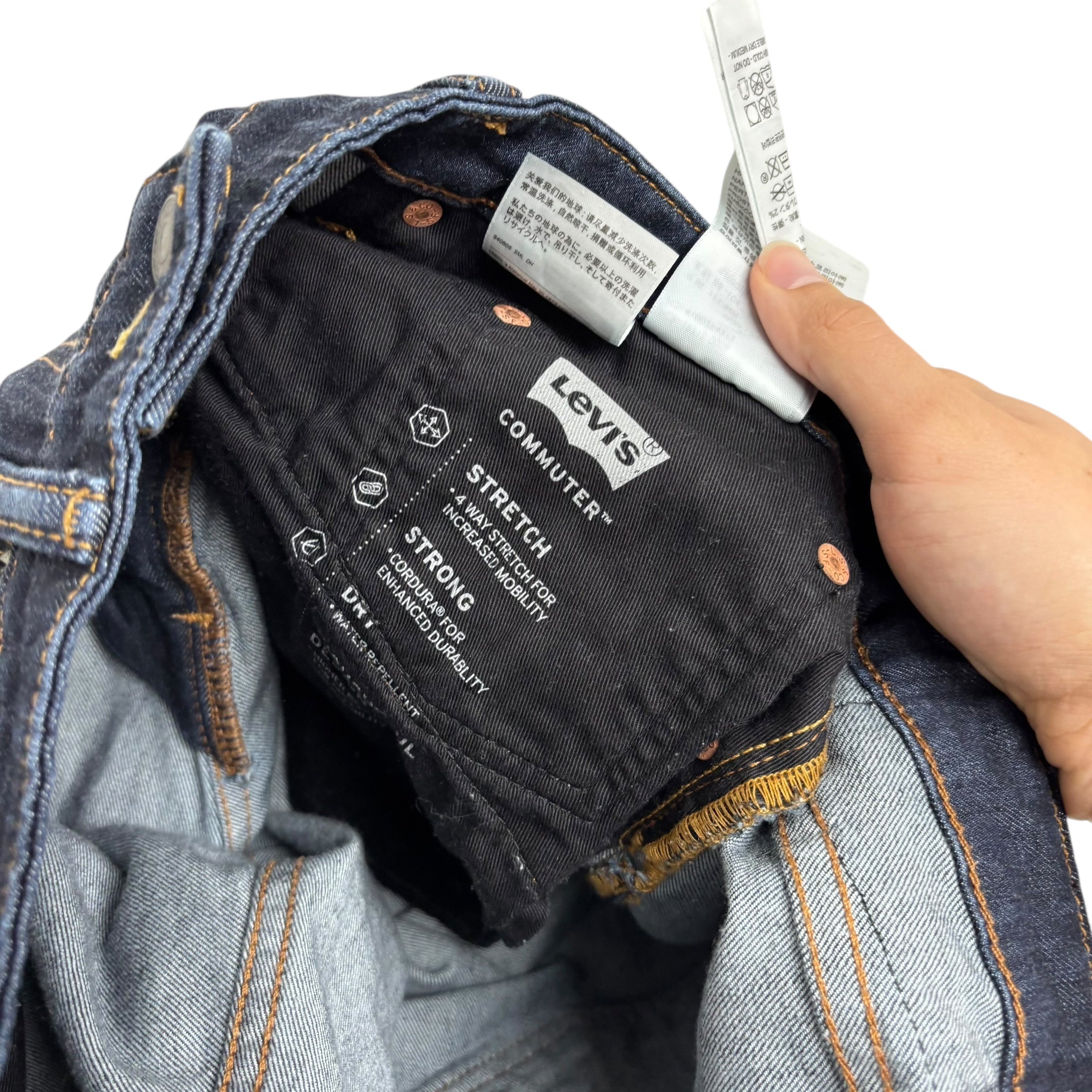 Levis 541 Commuter Jeans W35 L32 Mens Dark Blue Athletic Tapered Fit Stretch (E)