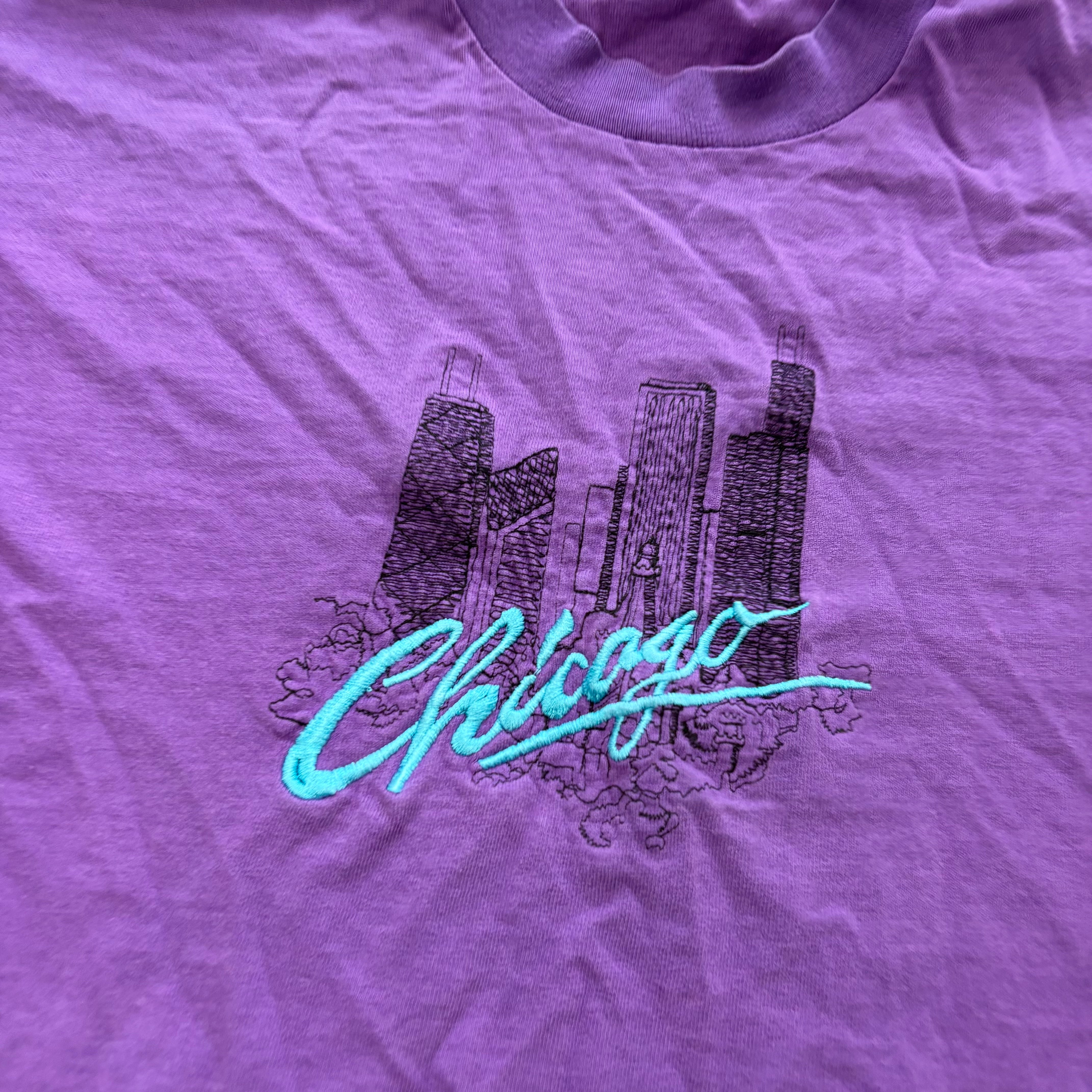 Vintage T Shirt Mens Large Purple Single Stitch Graphic Print 90s Tourist