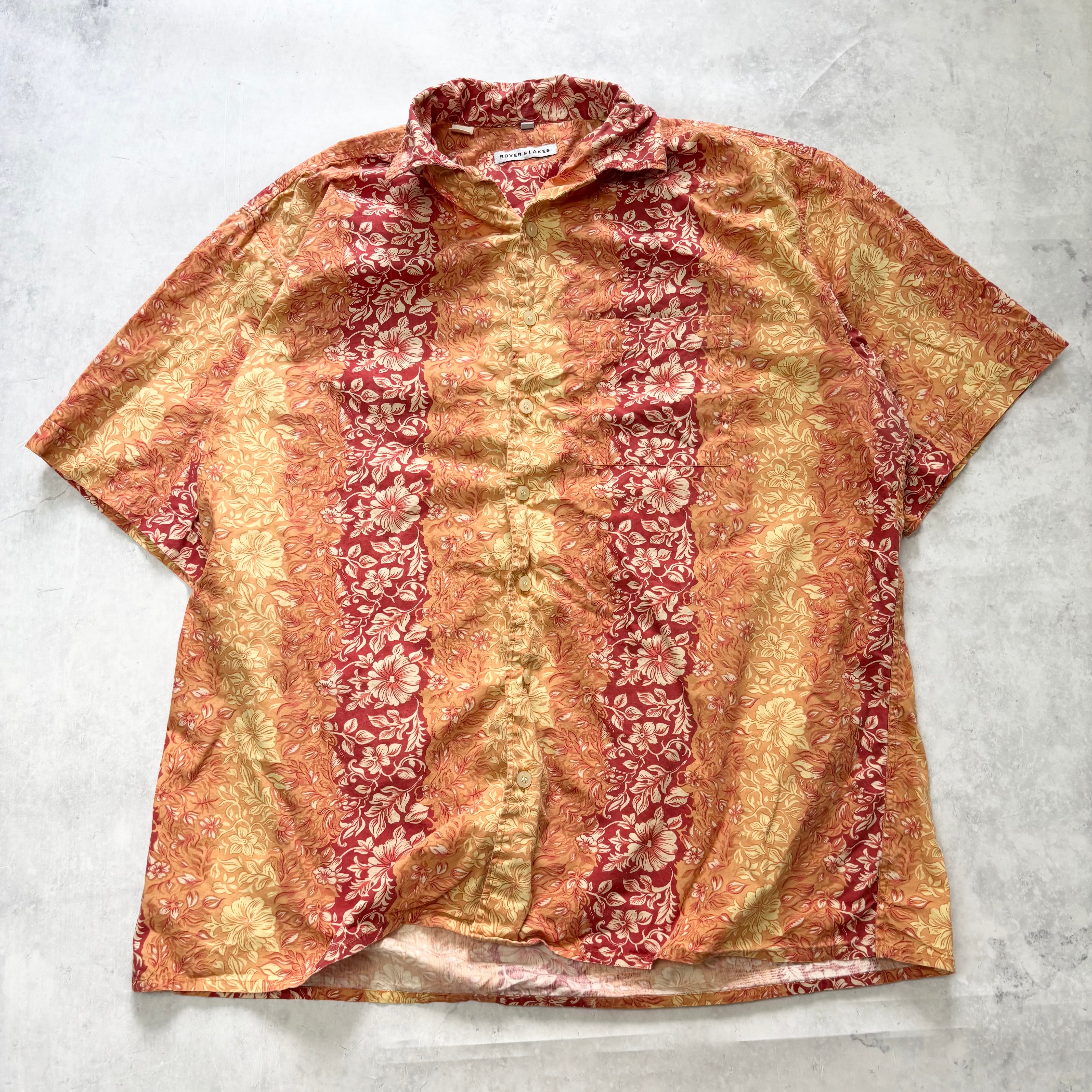 Hawaiian Shirt Mens XL Red Orange Floral Aloha Short Sleeve Funky (E)