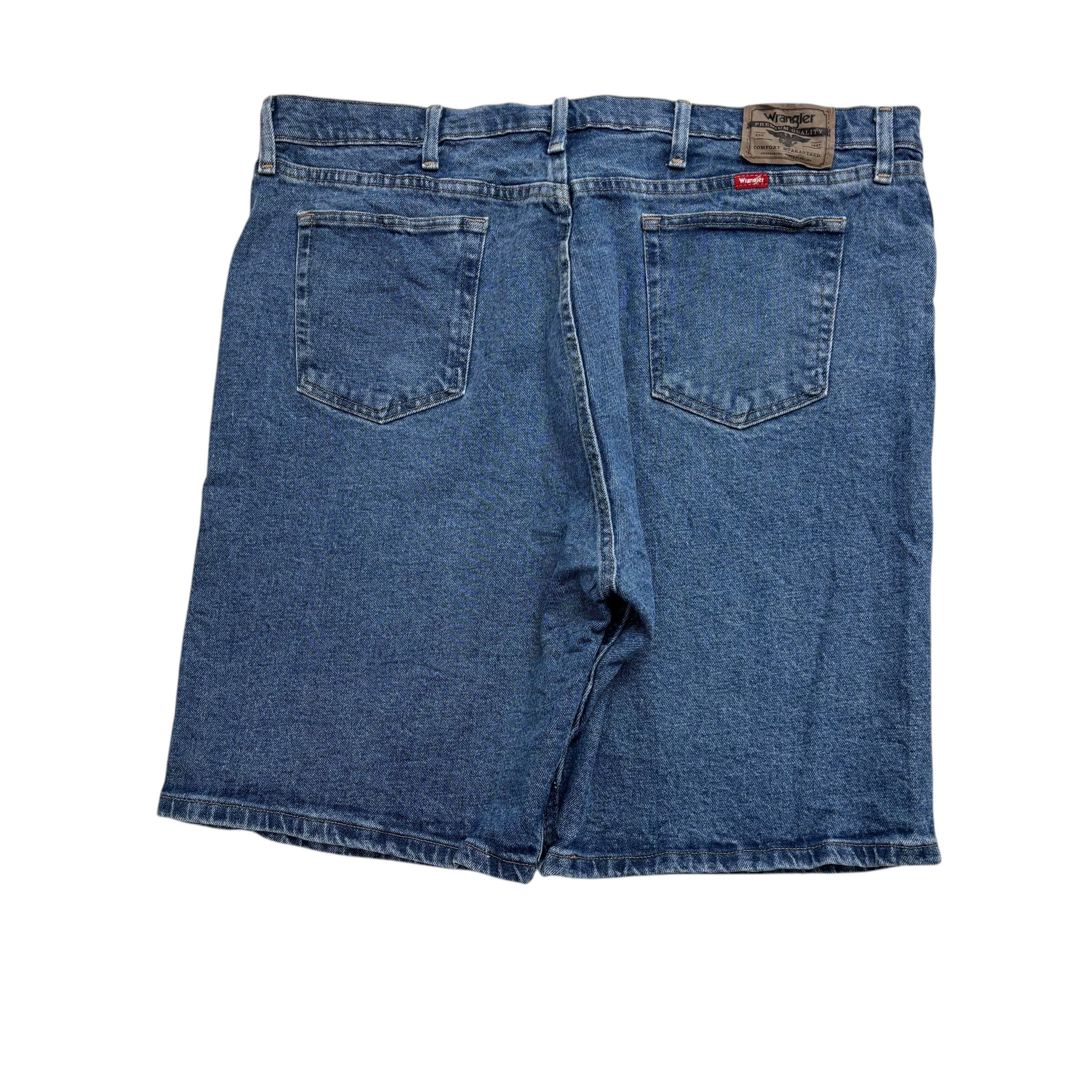 Wrangler Jorts W42 Mens Denim Shorts Mid Blue Regular Fit Stretch (E)