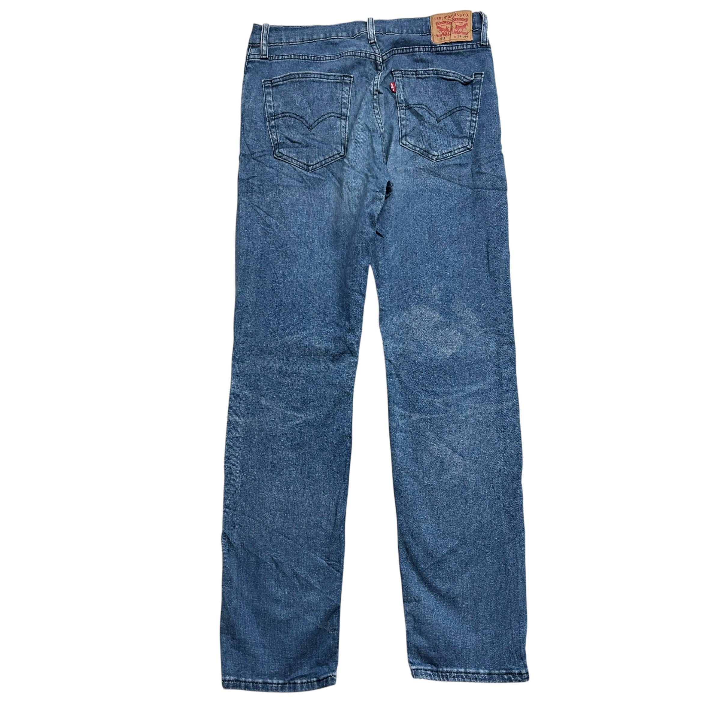 Levis 514 Jeans W34 L34 Mens Navy Blue Regular Straight Fit Stretch Denim