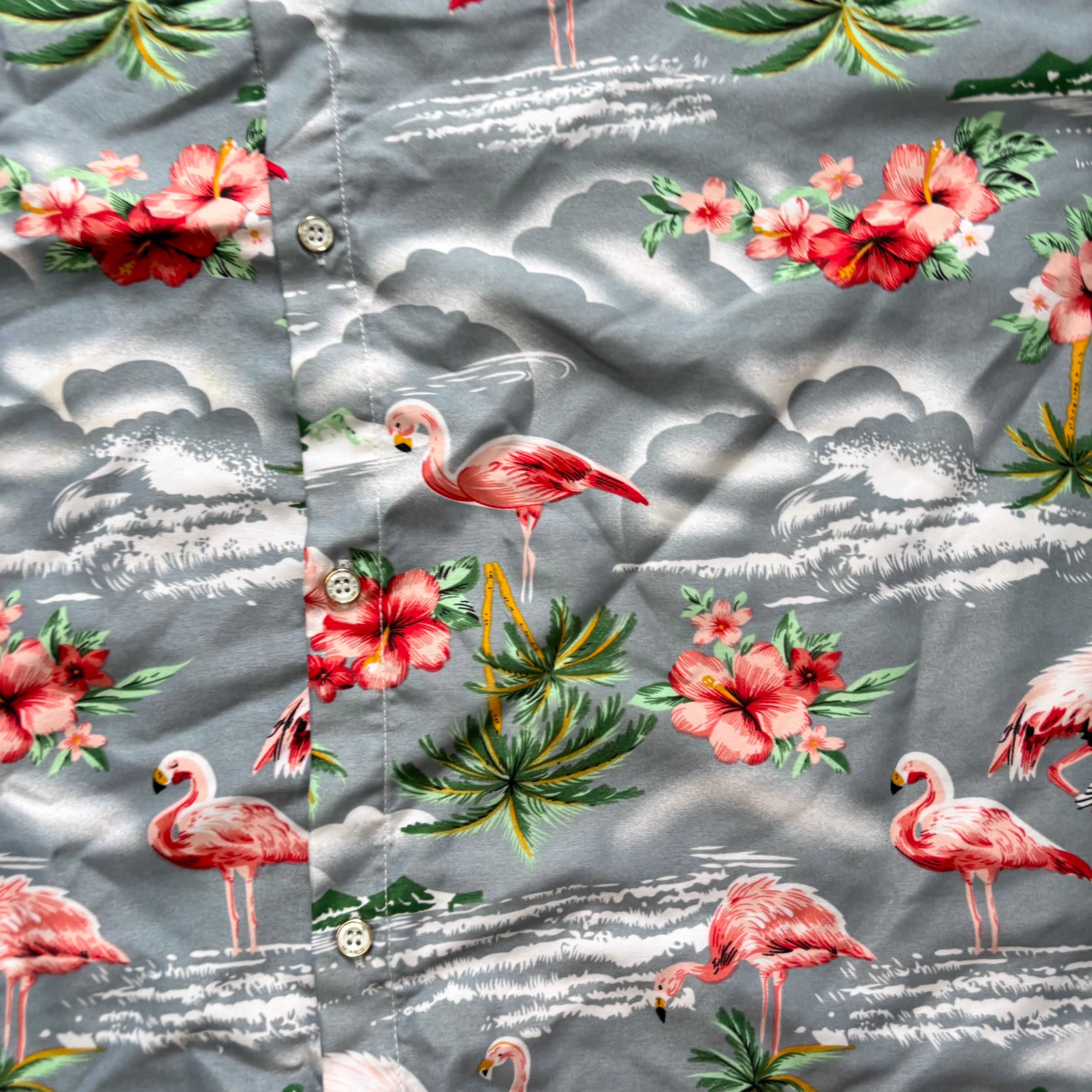 Hawaiian Shirt Mens 3XL Blue Floral Aloha Short Sleeve Polyester (E)