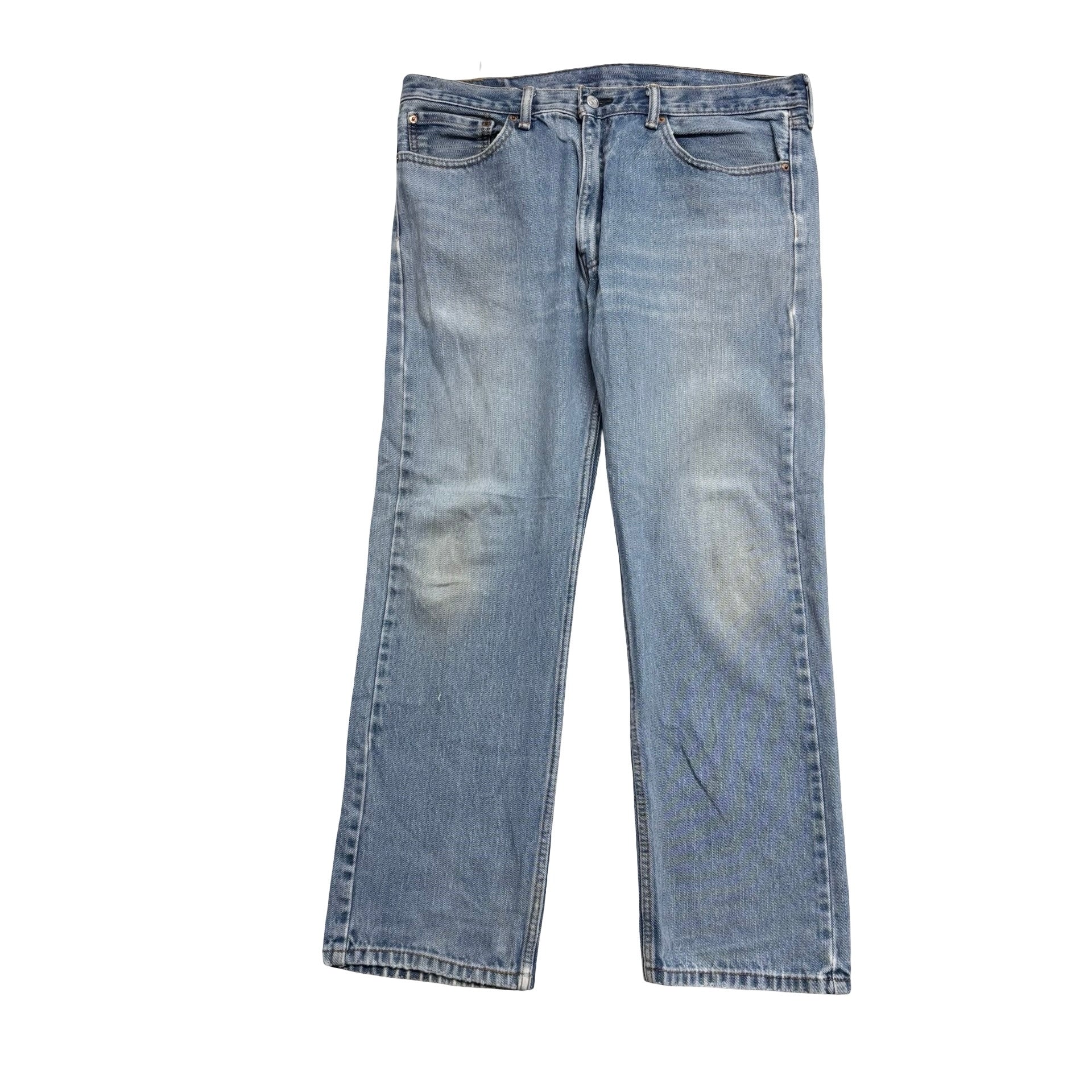 Levis 505 Jeans W36 L30 Mens Light Blue Regular Straight Fit Vintage Denim (F)