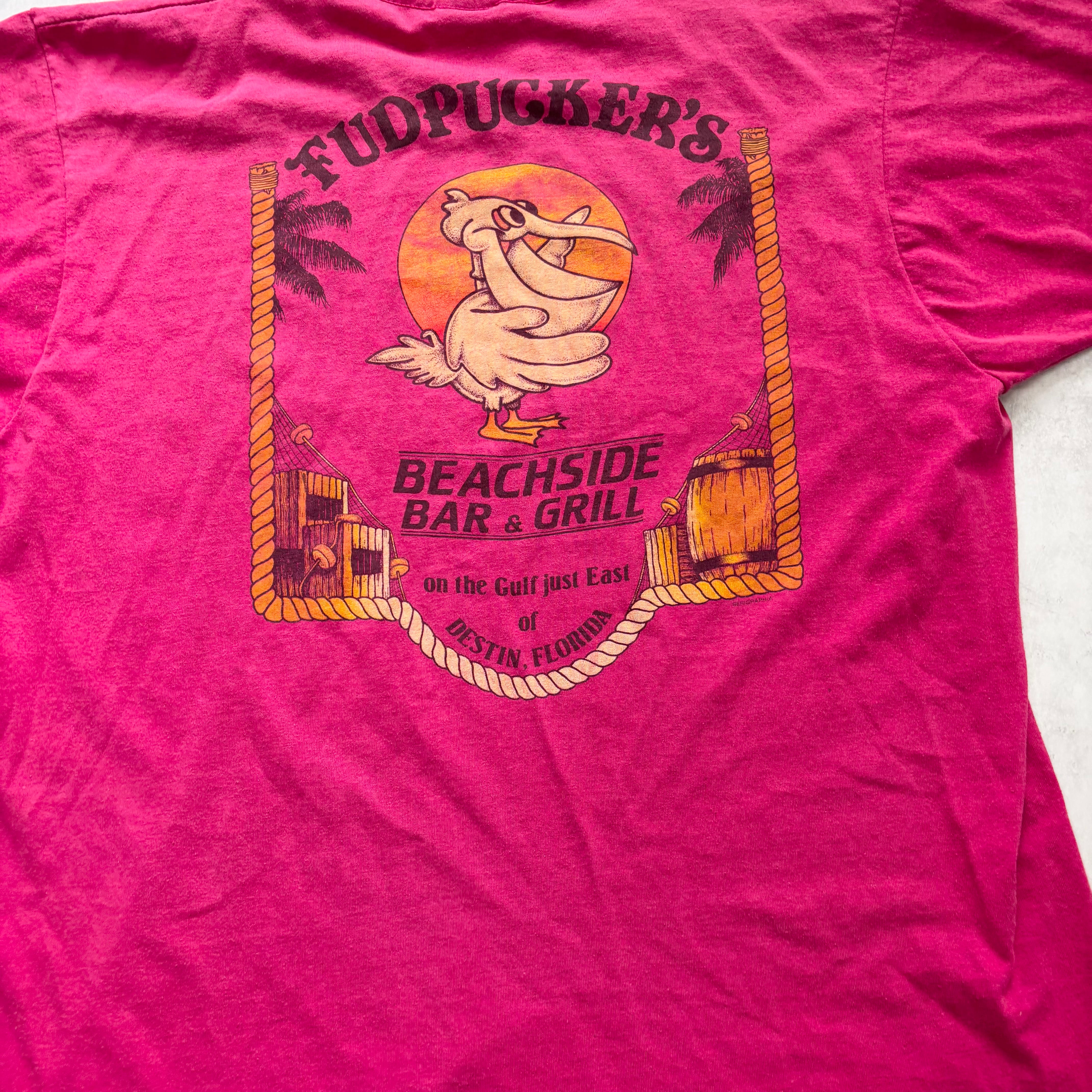 Vintage T Shirt Mens Large Pink Single Stitch Graphic Print 90s USA
